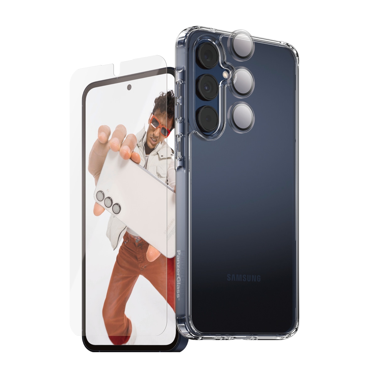 CARE by PanzerGlass Displayschutzglas »3-in-1 Protection Urban Combat Case + Screen Protection + Hoops«, für Samsung Galaxy A56, Displayschutzfolie, Schutzfolie, Bildschirmschutz, kratz- & stoßfest