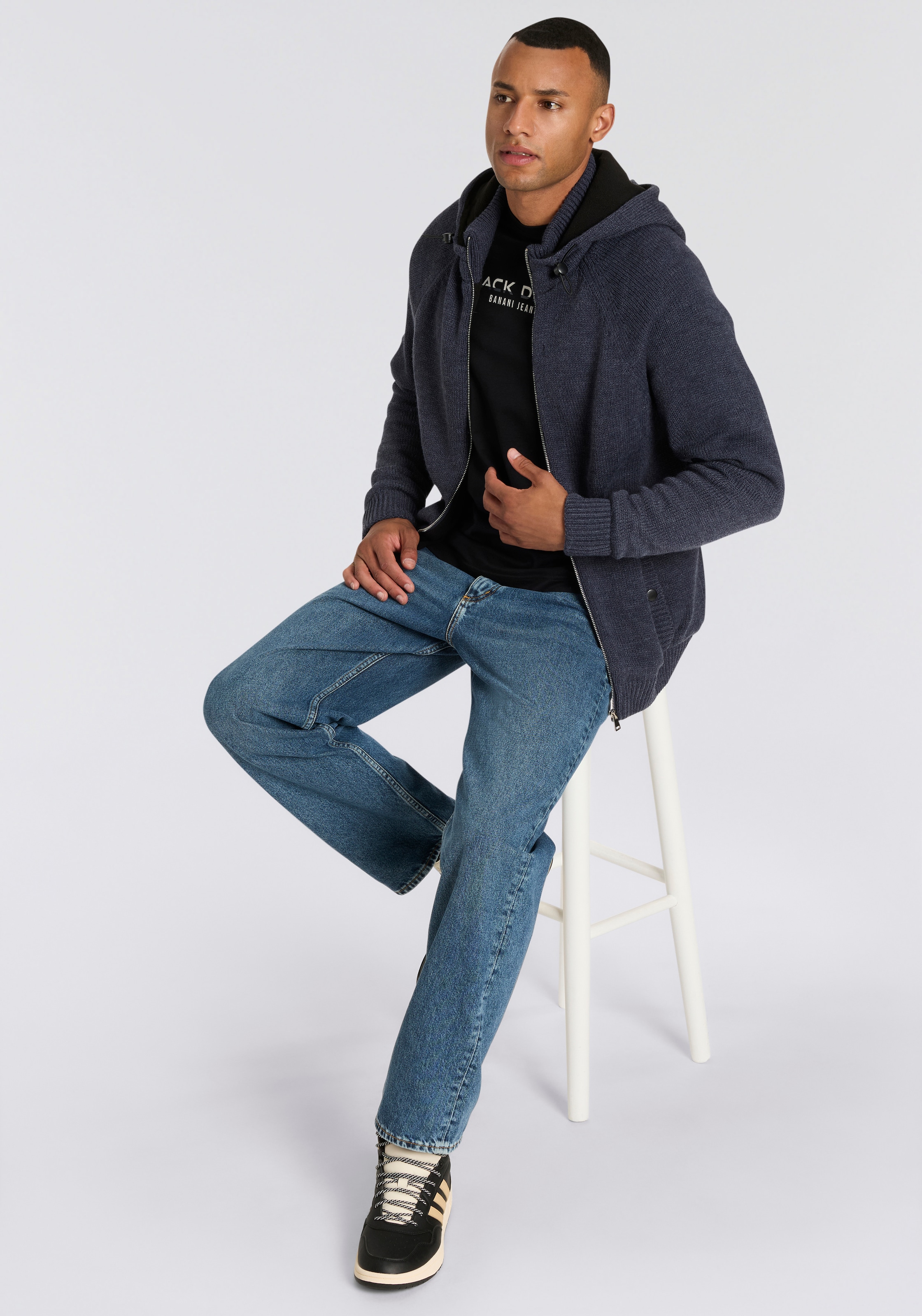 Bruno Banani Kapuzenstrickjacke warm gefüttert