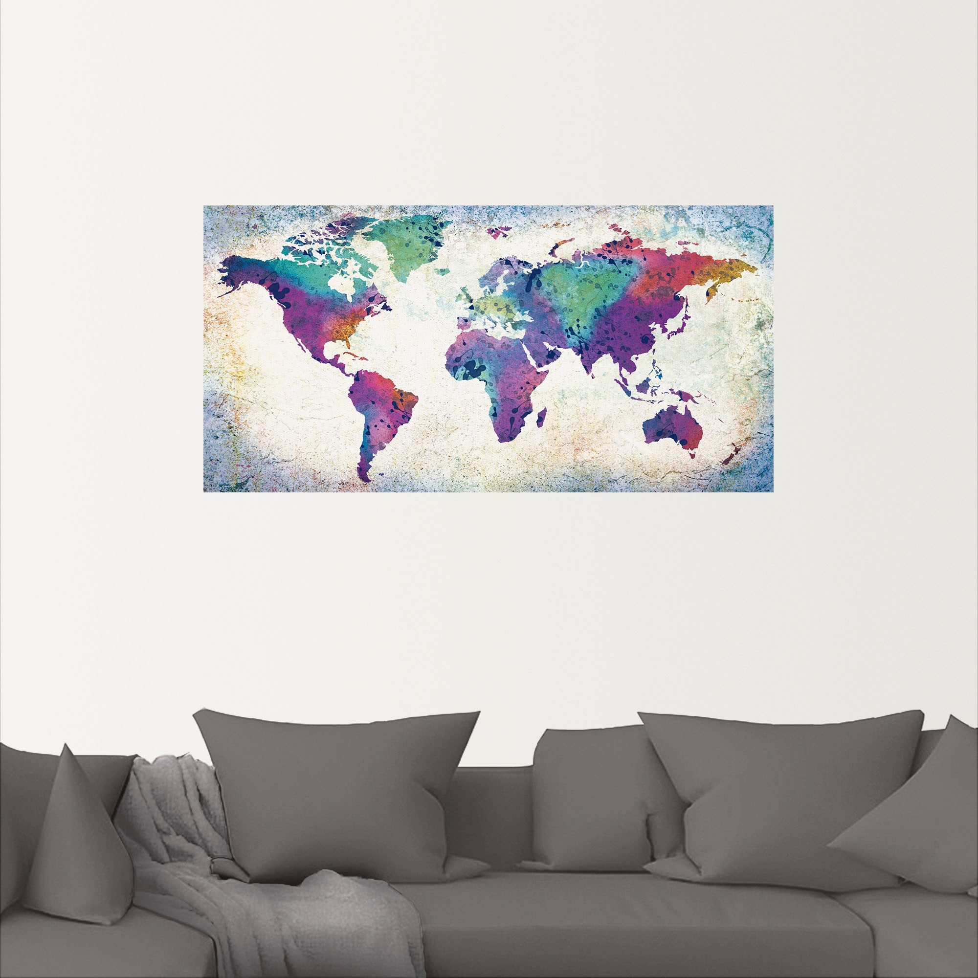 Artland Wandbild »bunte Weltkarte«, Land- & Weltkarten, (1 St.), als Alubild, Outdoorbild, Leinwandbild, Poster, Wandaufkleber