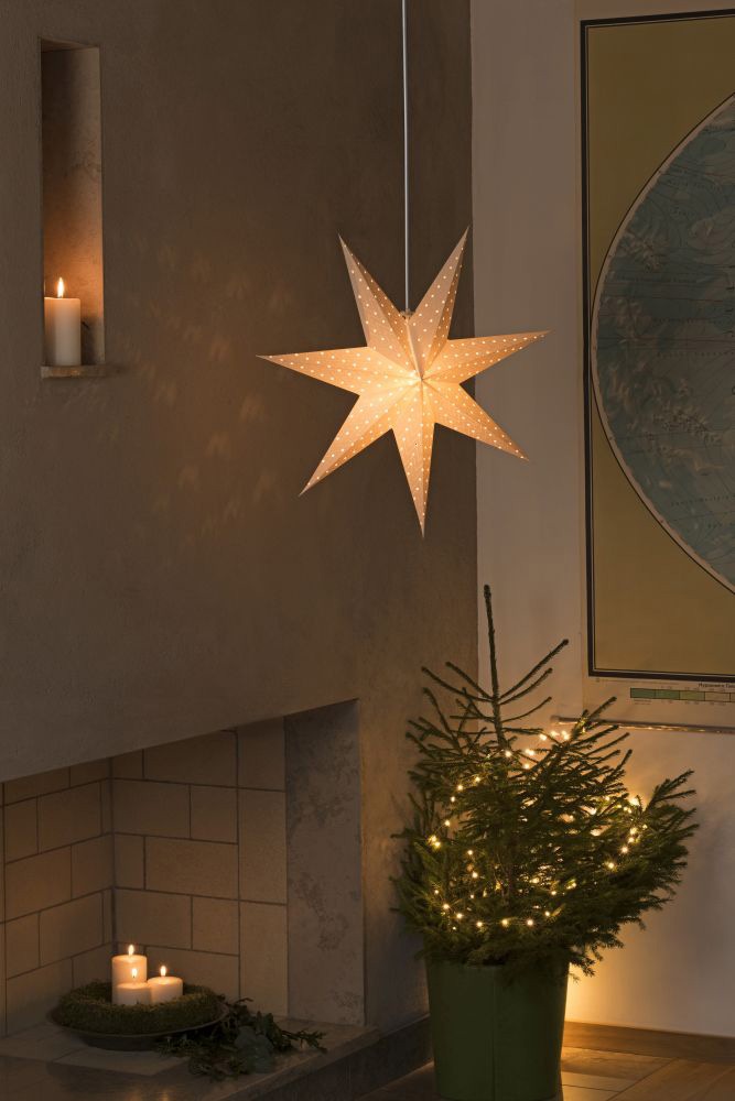 KONSTSMIDE Papierstern weiß perforiert »Weihnachtsstern, Zacken St.), (1 und bei 7 Weihnachtsdeko«, bestickt