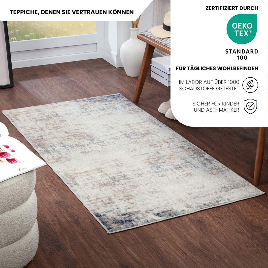 Livabliss Teppich »UTRECHT« rechteckig 9 mm Höhe Designerteppich in Marmor Optik, Kurzflor Wohnzimmerteppich/Läufer