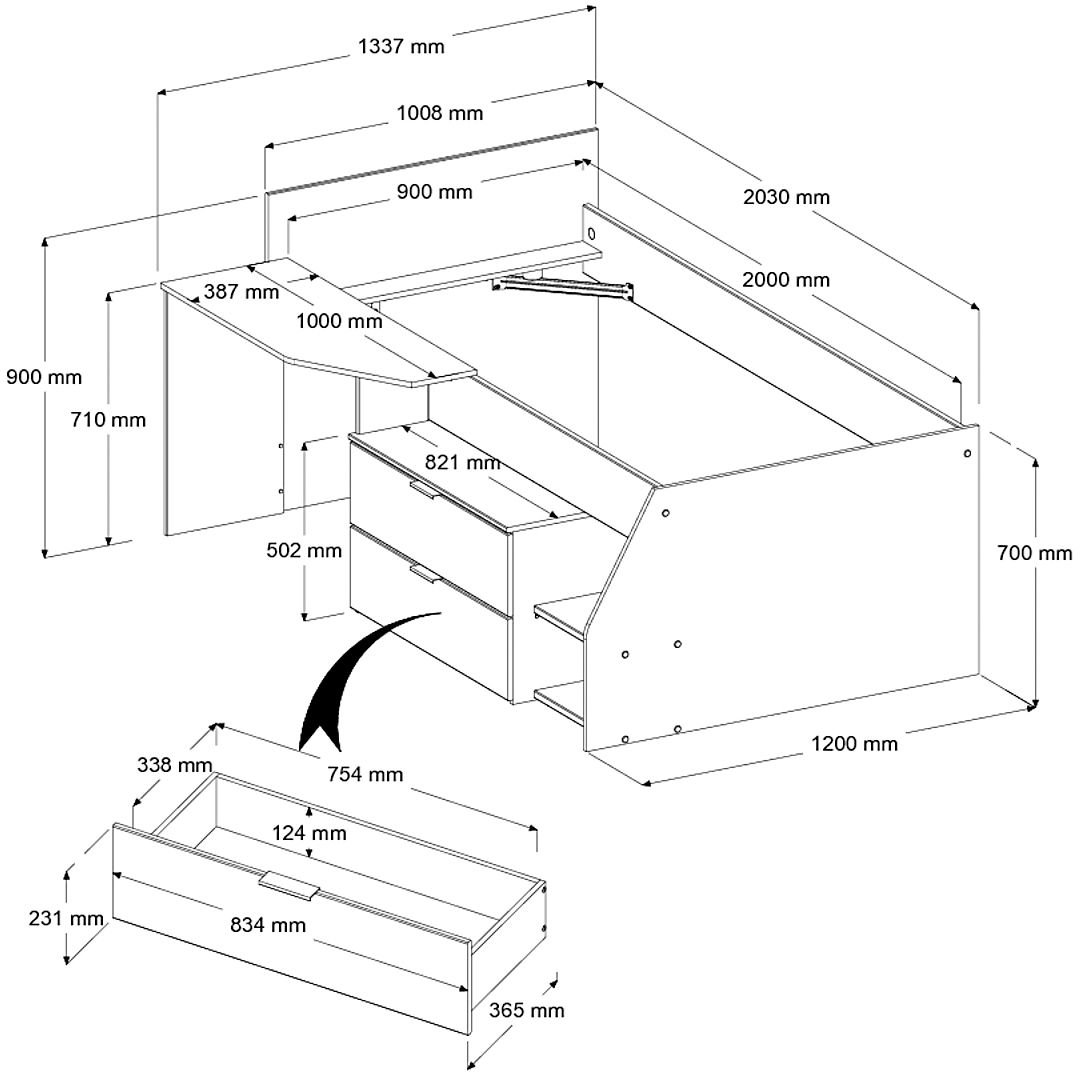Parisot Jugendzimmer-Set »Milky 22« Set, 2 tlg.