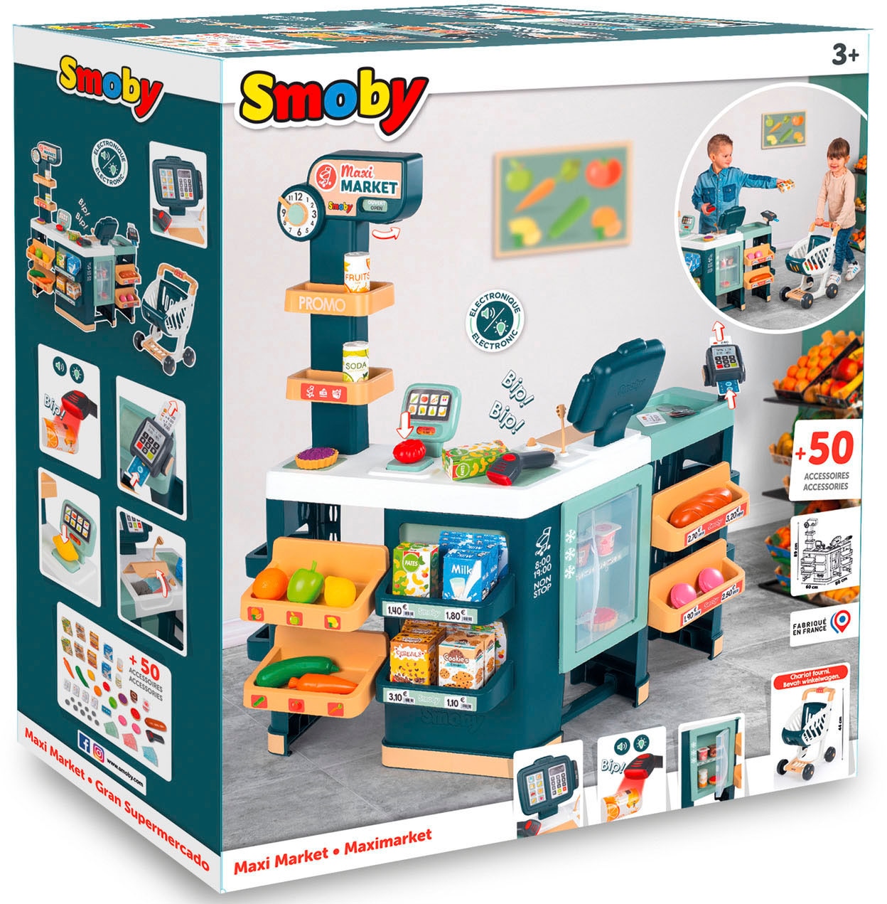 Smoby Kaufladen »Supermarkt Maxi mit Einkaufswagen«, mit Sound- und  Lichteffekten; Made in Europe bei