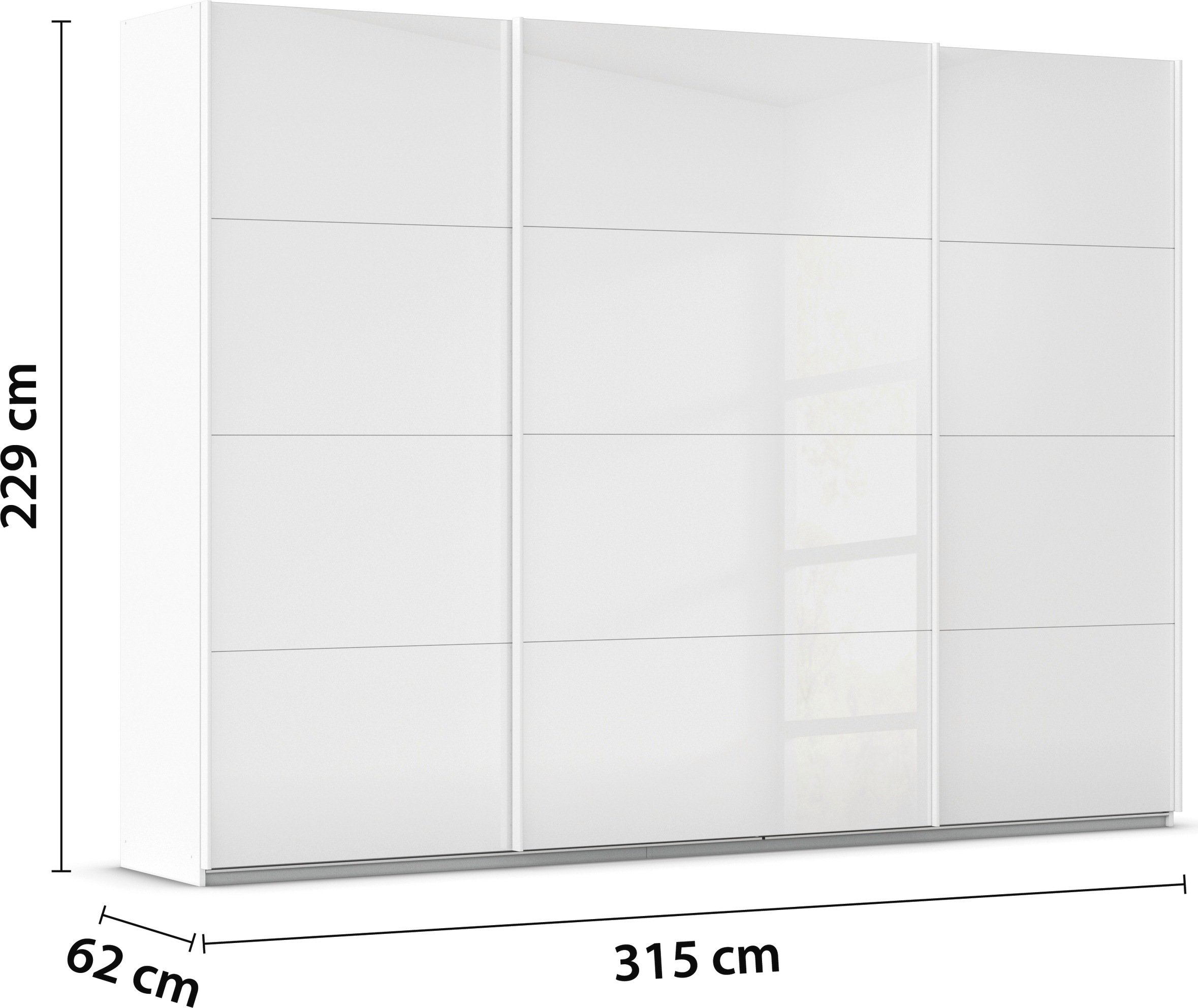 rauch Schwebetürenschrank »Kleiderschrank Schrank Garderobe AGORDO mit Glasfront«, durchdachte Innenausstattung, in 4 Breiten und 2 Höhen MADE IN GERMANY