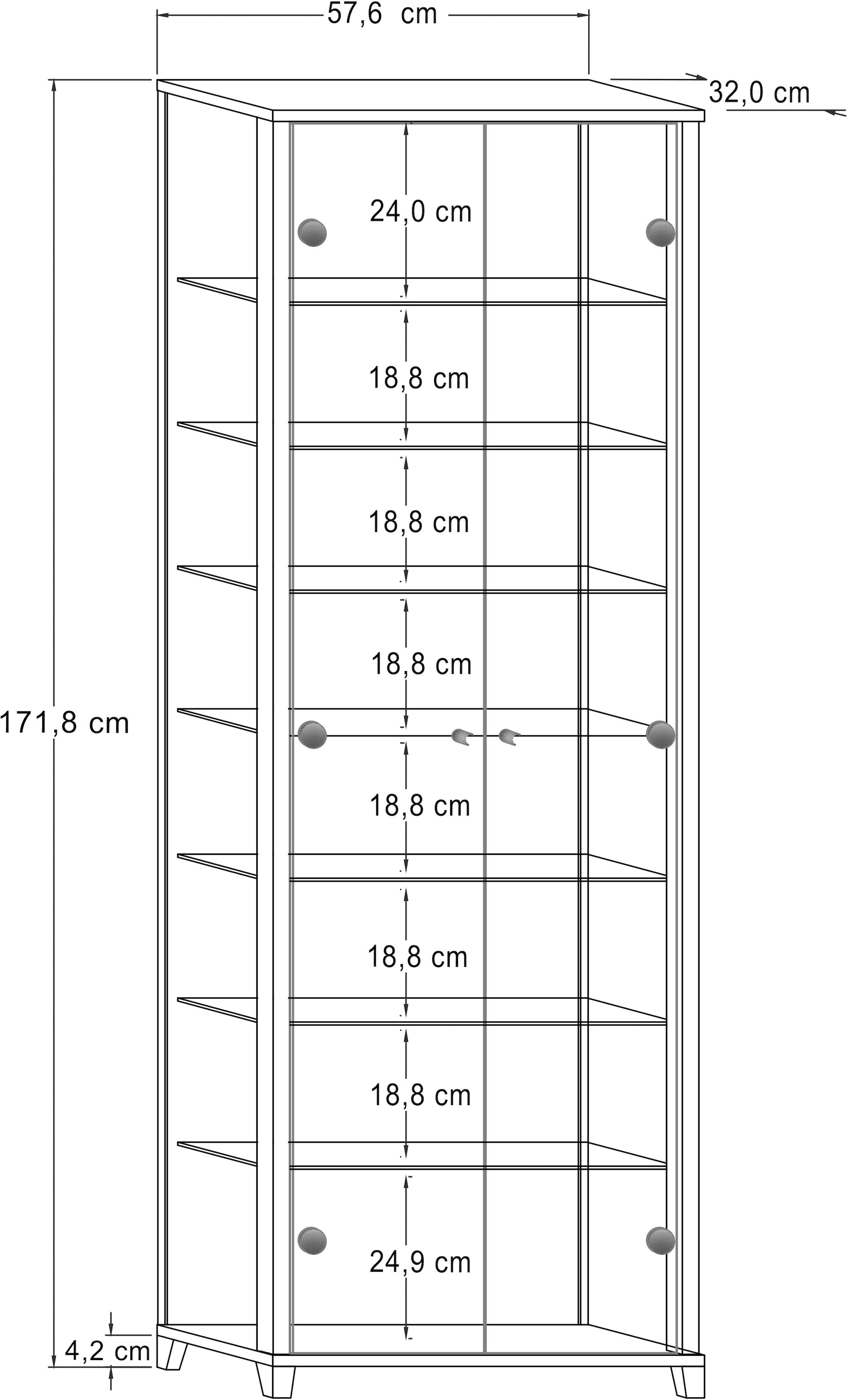 fif möbel Vitrine »Optima«, Standvitrine, Glastüren, 7 Böden, LED, vielseitig, perfekt für Sammler