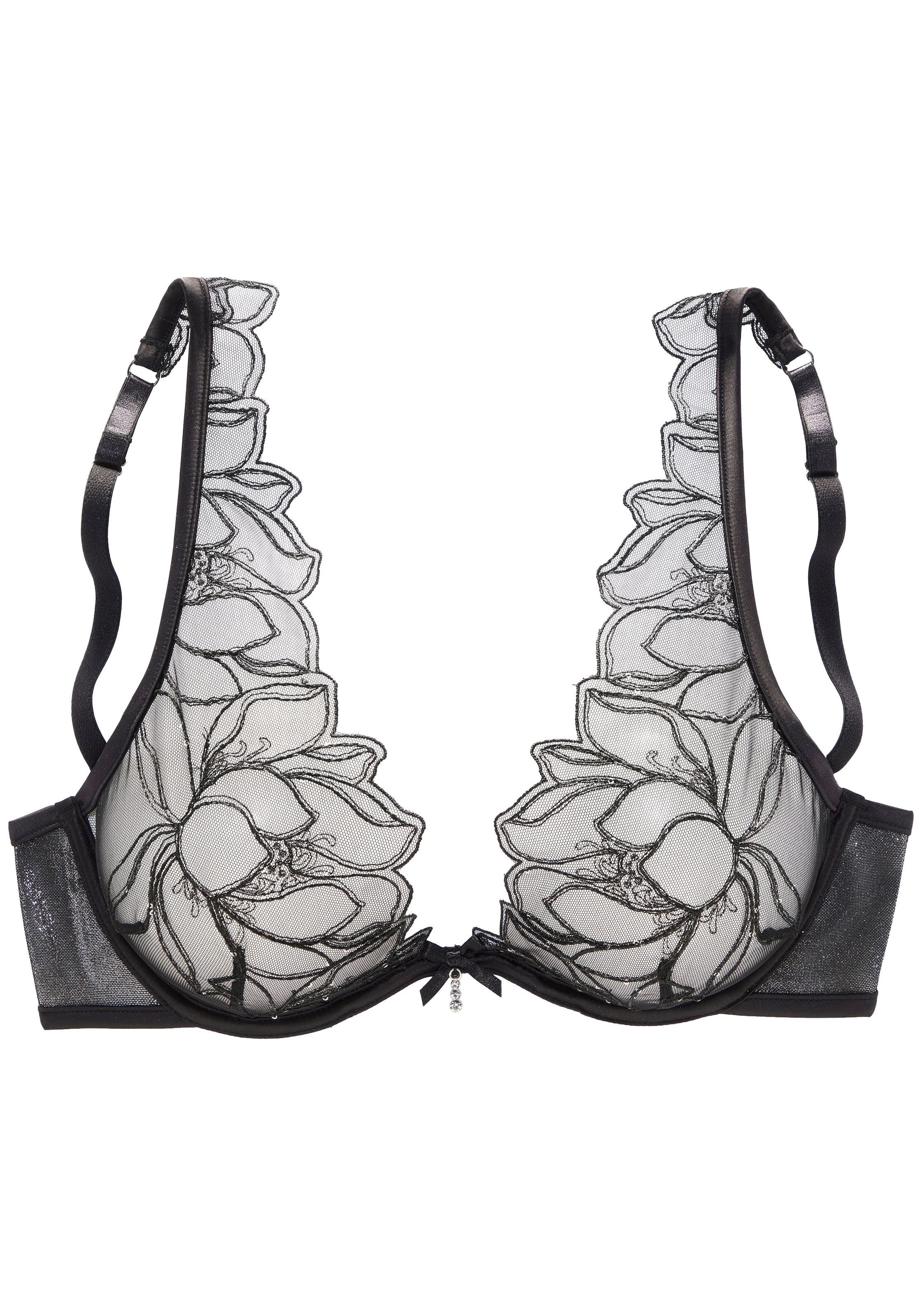 LASCANA Bügel-BH »Amira-Kollektion«, mit leicht transparenter Spitze mit feinen Glitzerdetails, Dessous