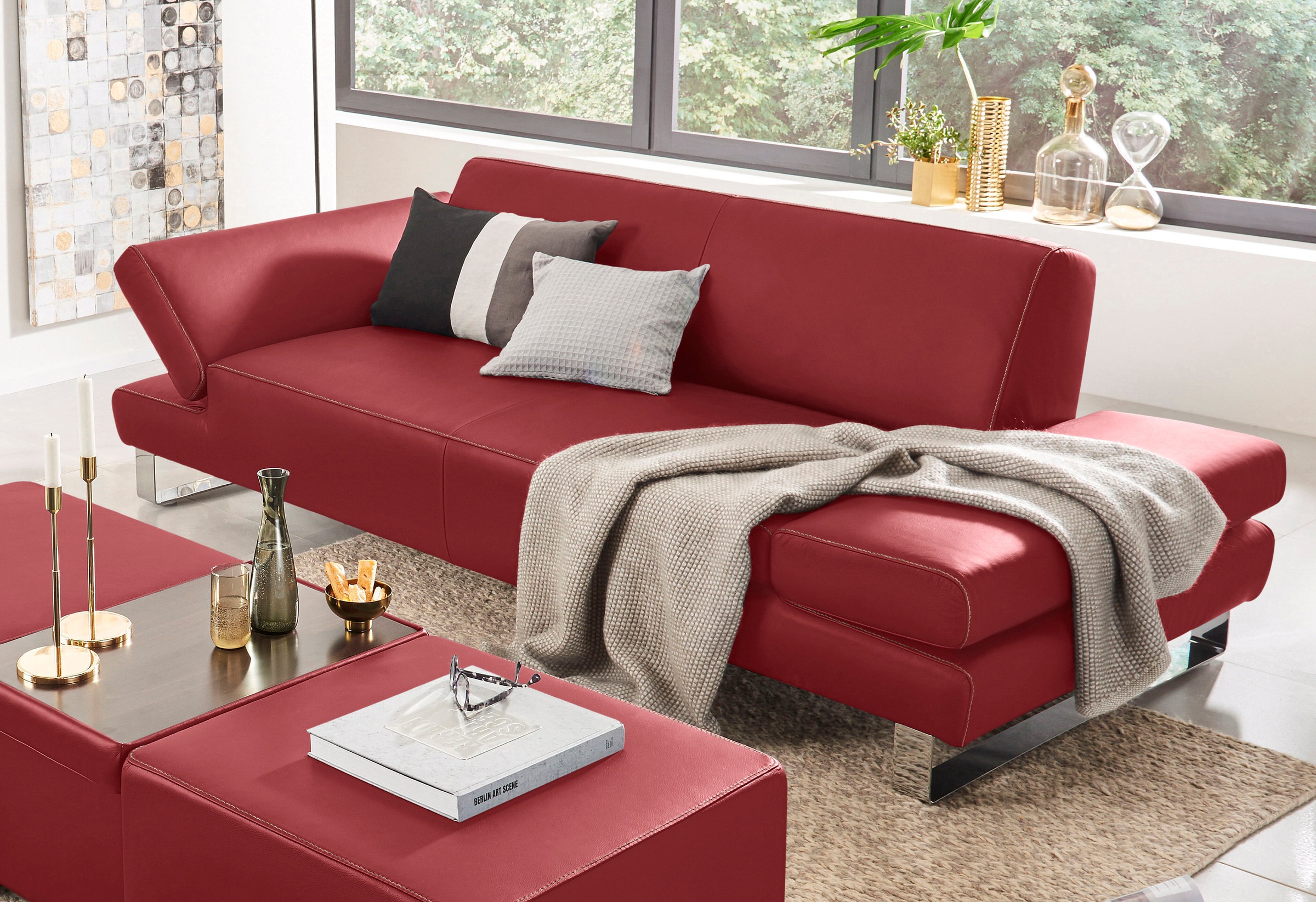 W.SCHILLIG 2-Sitzer »taboo Designsofa mit hohem Sitzkomfort«, mit Übertiefe, inklusive Armlehnenverstellung, mit Kontrastnaht