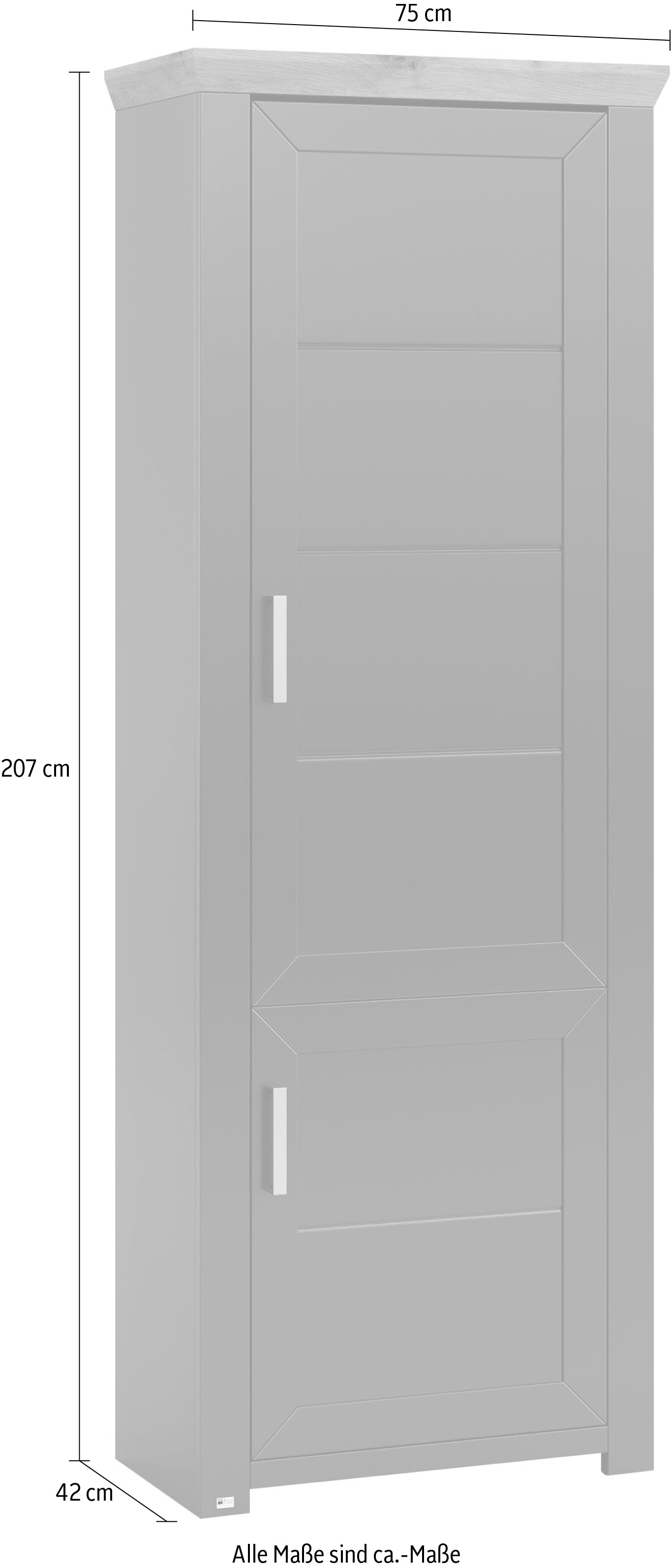 set one by Musterring Drehtürenschrank »York« Typ 03, in 3 Farbvarianten, mit Bügelgriff in silber, B 75 x H 207 cm