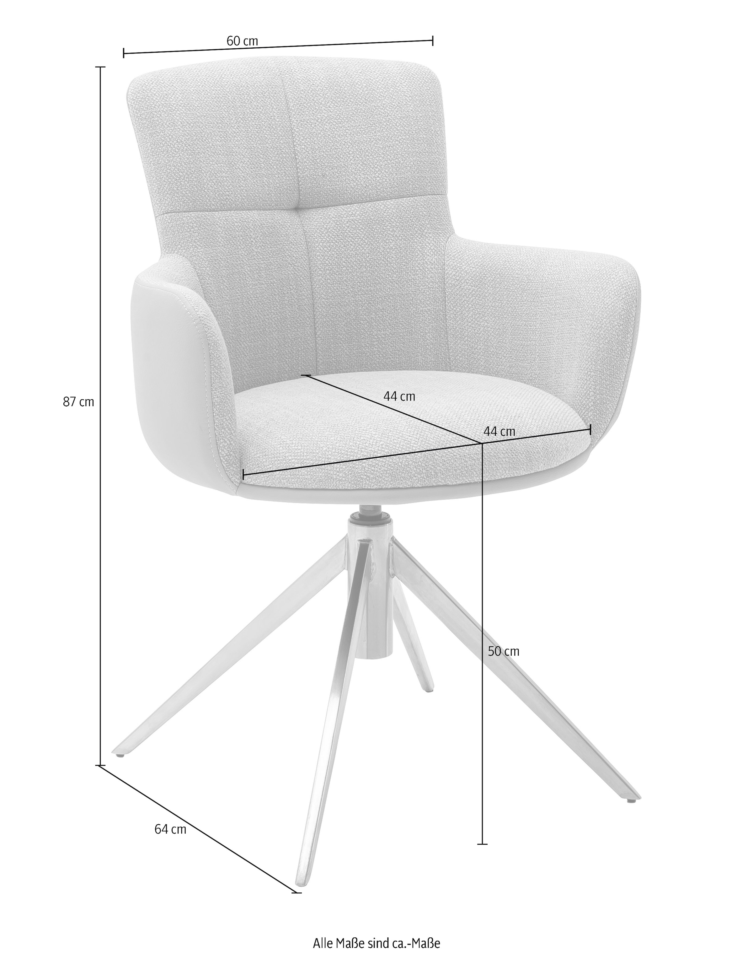 MCA furniture Esszimmerstuhl »Mecana«, (Set), 2 St., 2er Set Materialmix, Stuhl 360° drehbar mit Nivellierung, bis 120 kg