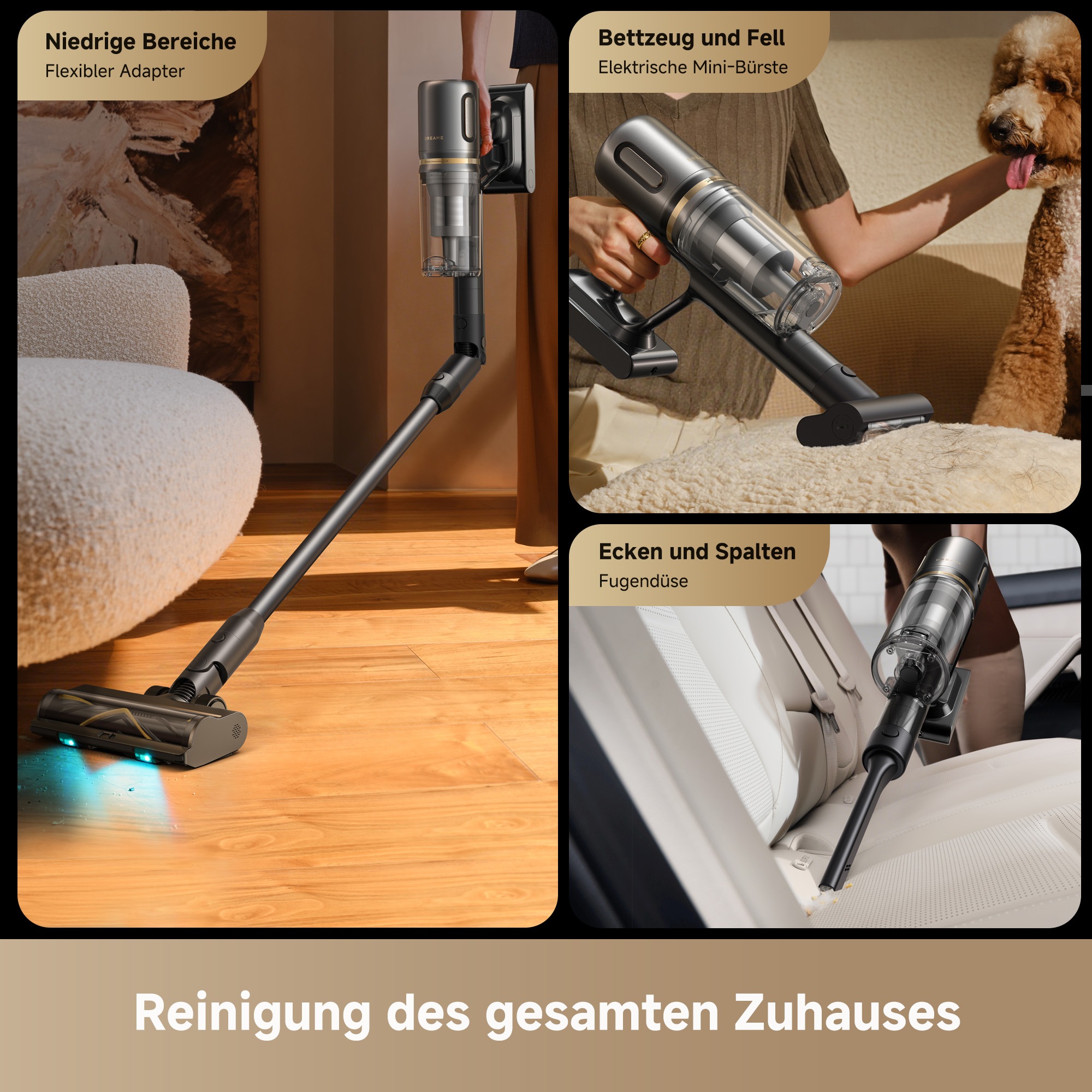 Dreame Akku-Stielstaubsauger »R20 Slim« 190 AW, beleuchtete Bürsten, HEPA-Filter
