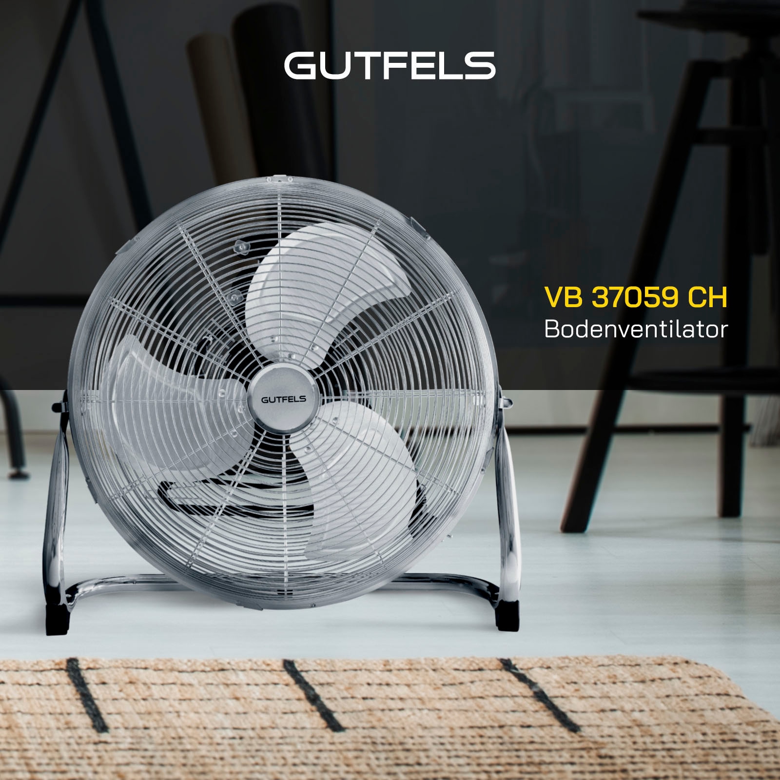 Gutfels Bodenventilator »VB 37059 ch«, Ø 50 cm, Vollmetall, 100 W Leistung, edelstahlfarben