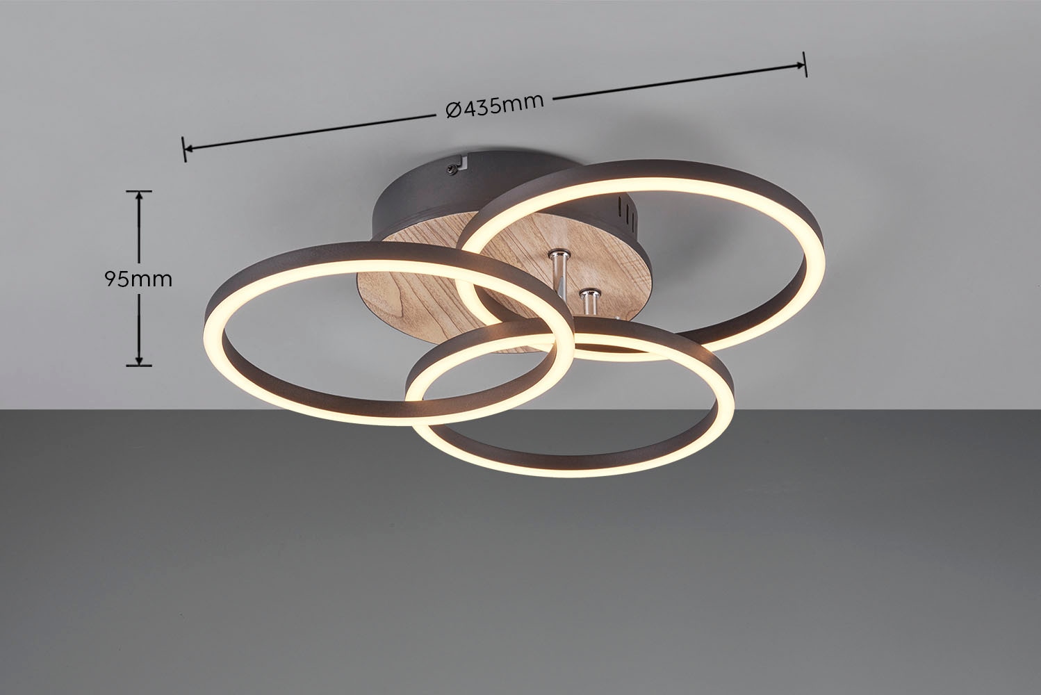 Ringen inkl. kaufen | TRIO Fernbedienung online Garantie 1 Deckenleuchte Deckenlampe mit Jahren / mit schwenkbaren XXL »Circle«, LED 3 Leuchten holzfarb. flammig-flammig,