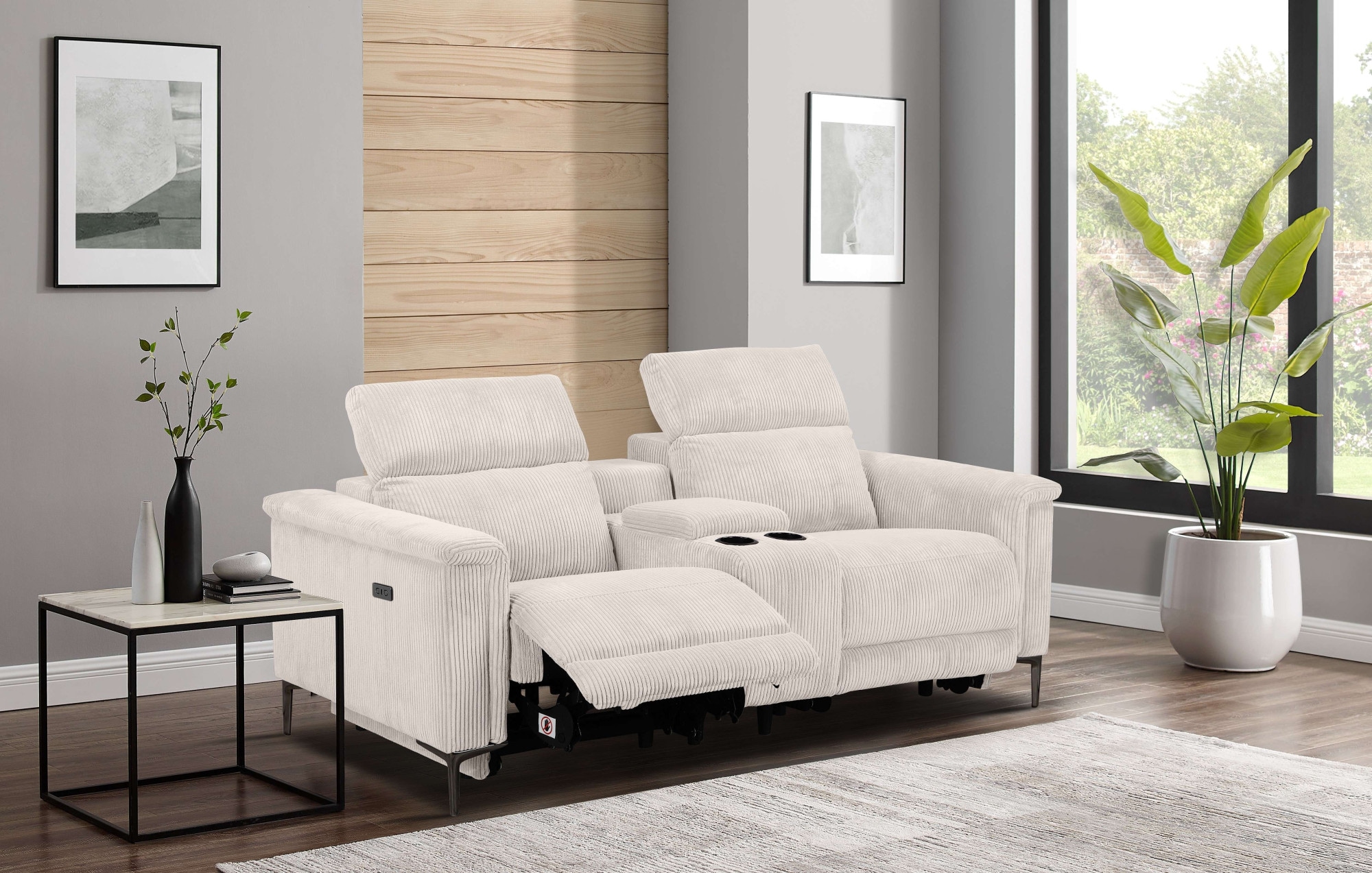 Places of Style 2-Sitzer »Lund in Cord, 2er-Kinosofa, TV-Sessel, Multimedia-Sofa, USB-A,«, m. elektrischer o. manueller Relaxfunktion, Getränkehalter u. Staufach
