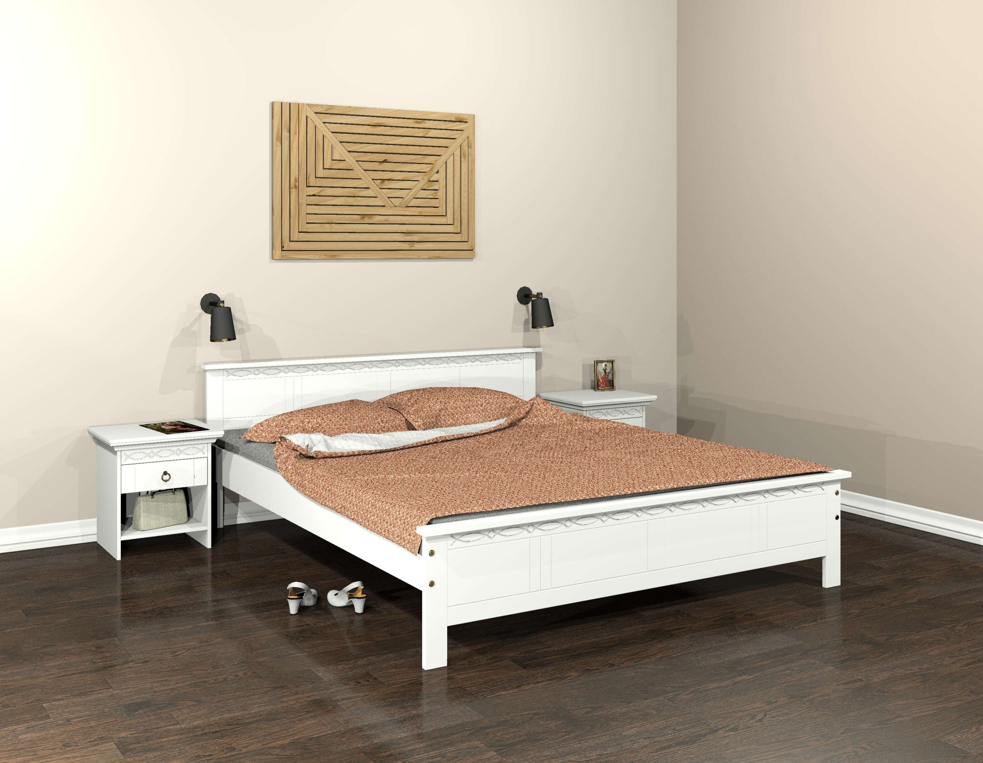 Home affaire Massivholzbett »Indra, TOPSELLER, Landhausstil, edles Design,zertifiziertes Massivholz«, (Breite/Belastbarkeit 180cm/220 KG, 140cm/180 KG, 90cm/120 KG), mit dekorativen Fräsungen, in 2 Breiten und Farben