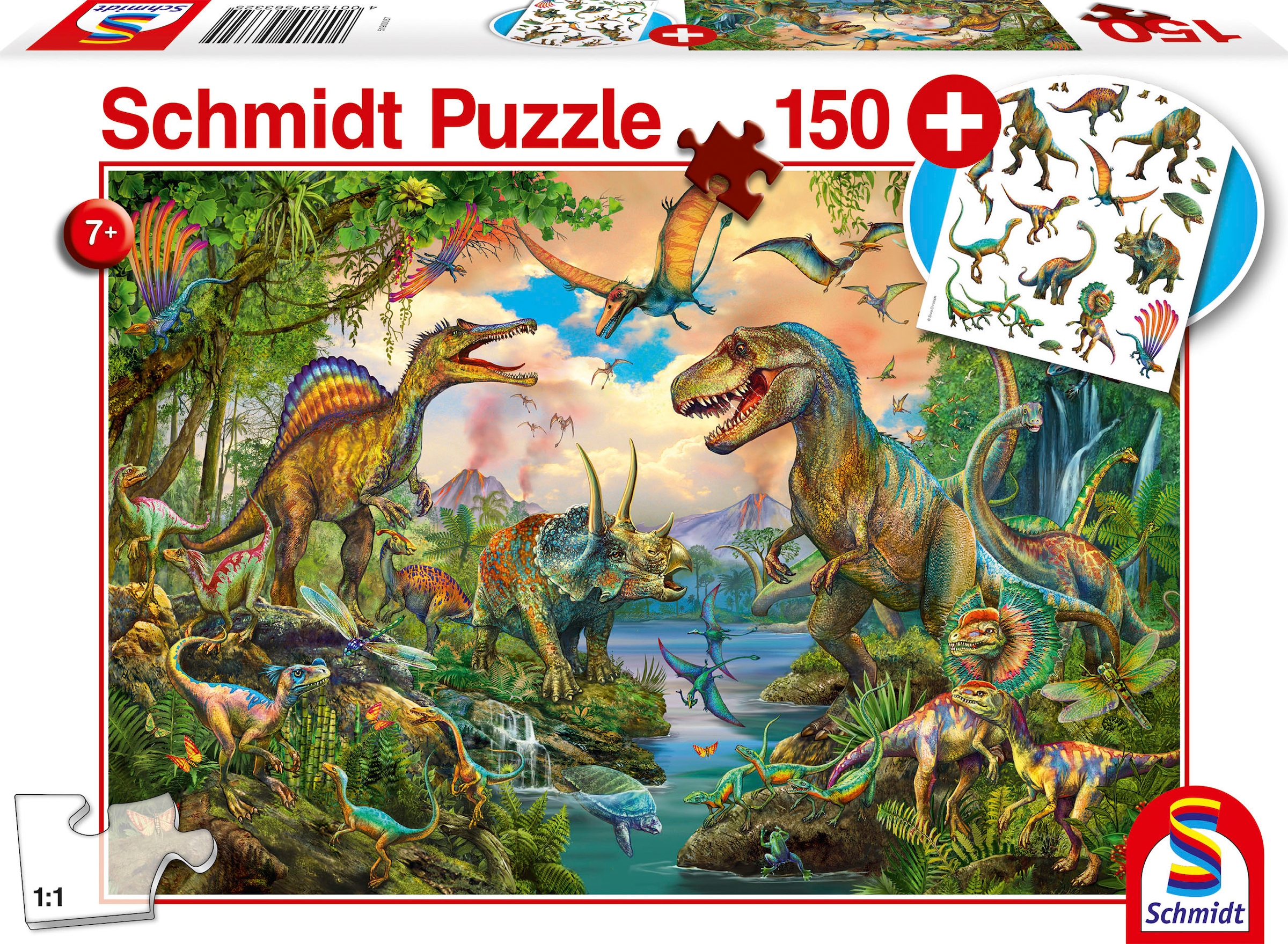 Schmidt Spiele Puzzle »Wilde Dinos«, mit Add-on (Tattoos Dinosaurier); Made in Europe