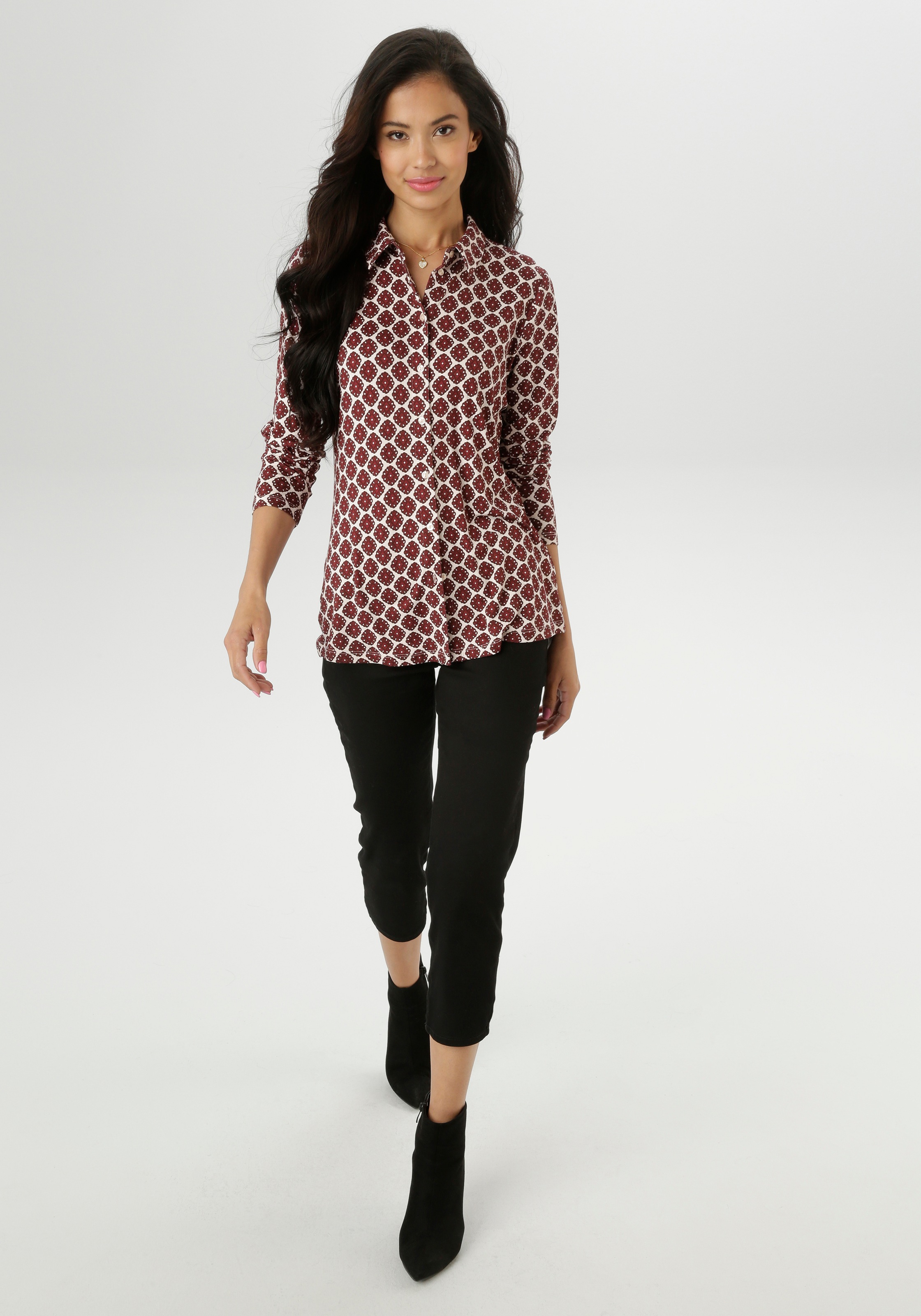 Aniston SELECTED Hemdbluse, mit extravagantem, farbenfrohen Retro-Muster - NEUE KOLLEKTION