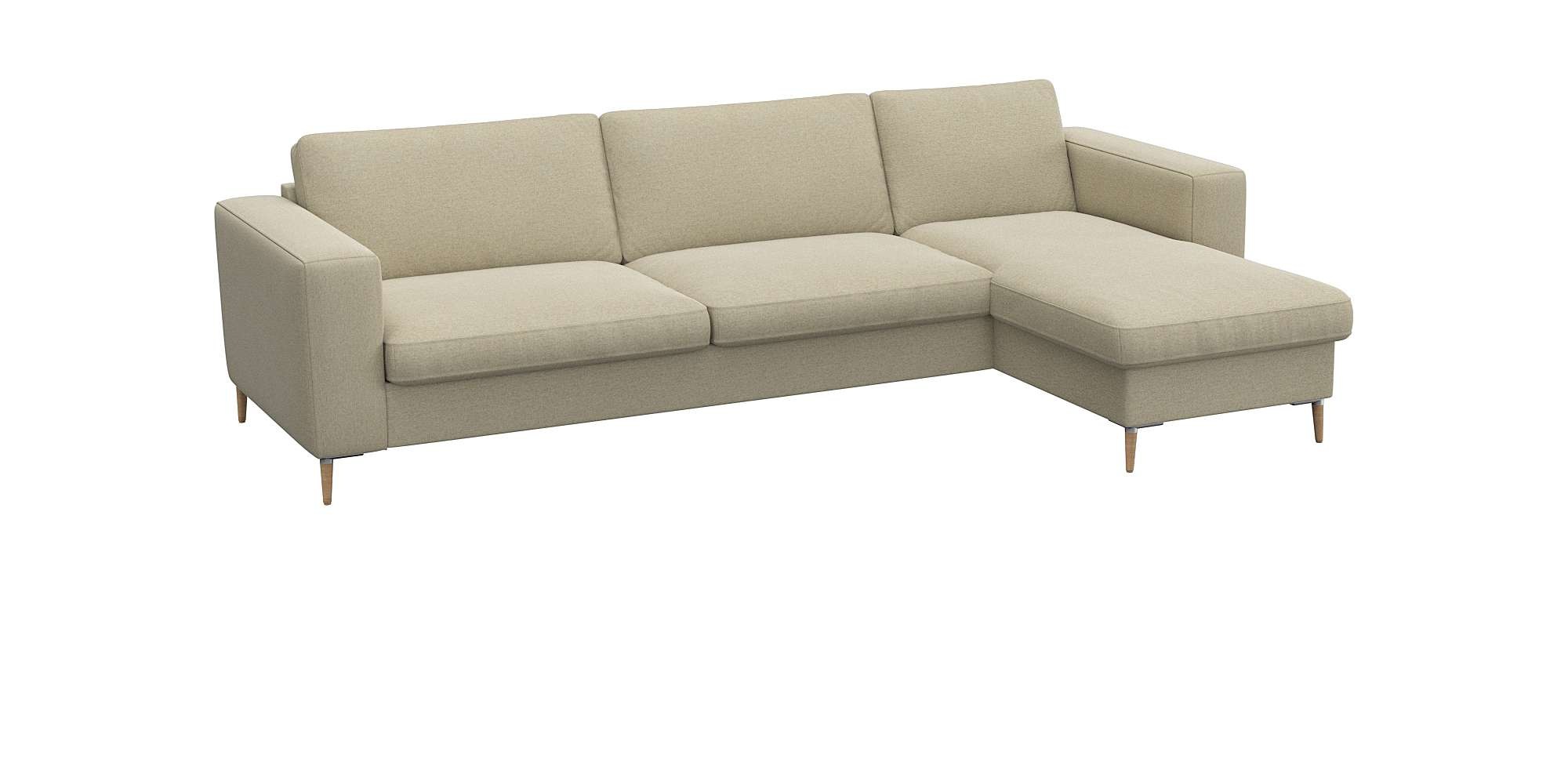 FLEXLUX Ecksofa »Fiore, super Sitzkomfort durch Kaltschaum im Sitz, L-Form«, breite Armlehnen, Kaltschaum, Füße Alu+ Eiche