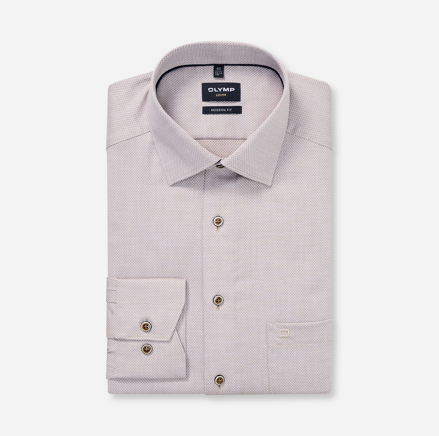 OLYMP Langarmhemd »Luxor« modern fit, New-Kentkragen. fein gemustert