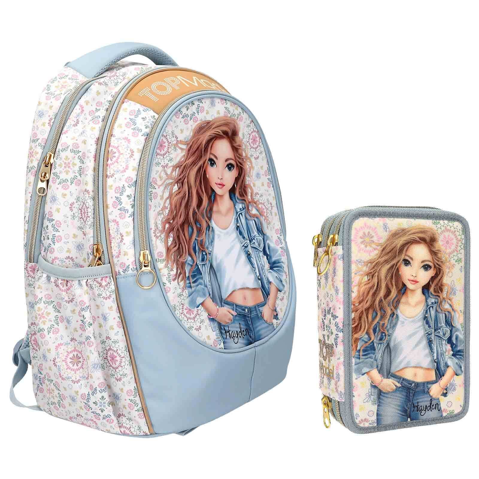 Depesche Rucksack »Schul-Set FESTIVAL FUN TOPModel 2er Set hellblau«