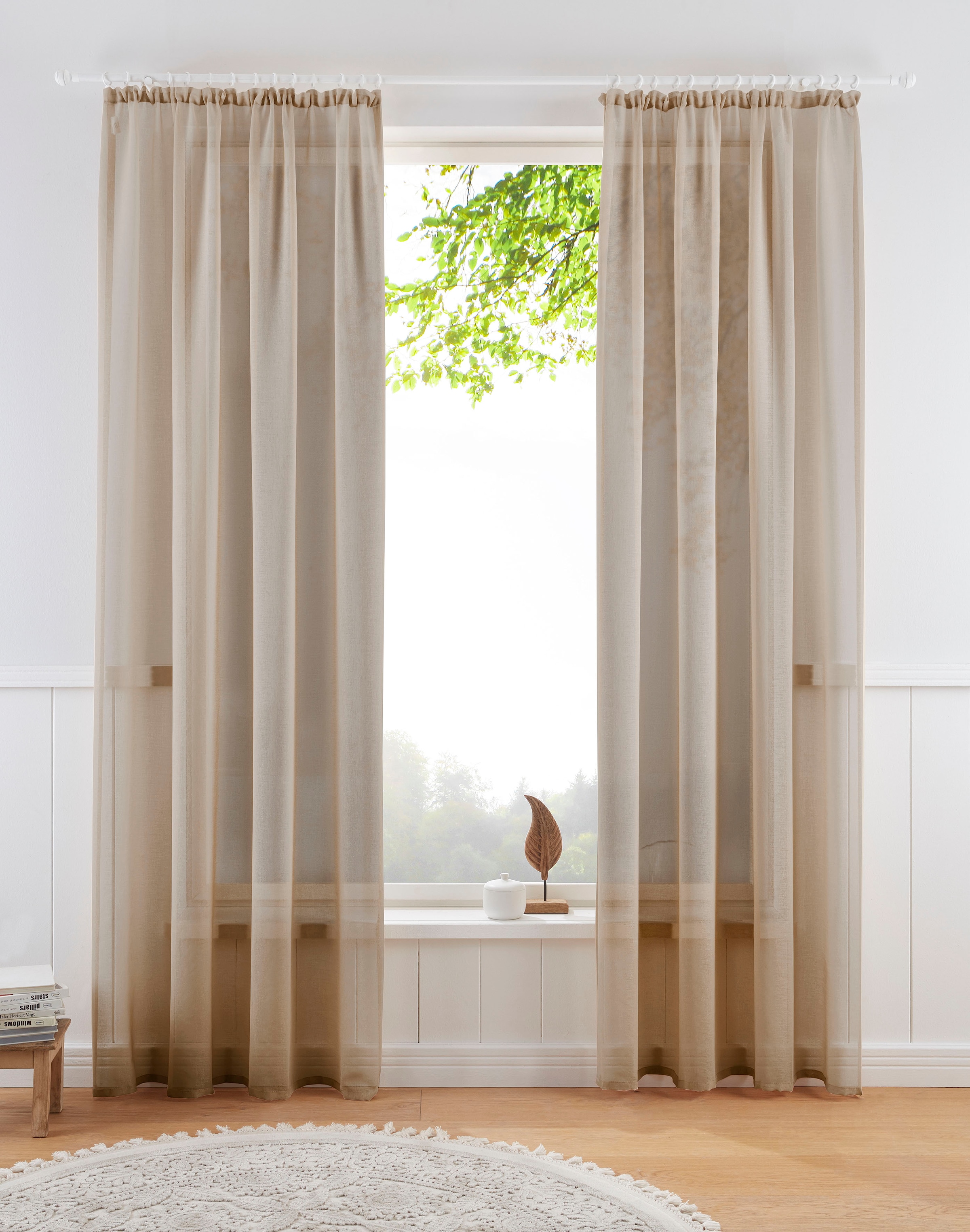 OTTO home Gardine »TENDER« Kräuselband 1 Stk. tlg. Leinen Optik mit Struktur, monochrom, Bestseller