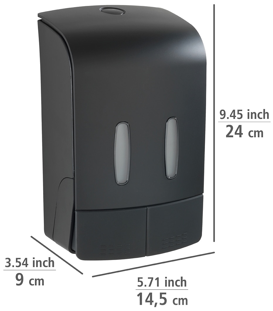 WENKO Desinfektionsmittelspender »Tartas«, 2-Kammer Desinfektionsmittel- und Seifenspender, Füllmenge je: 480 ml