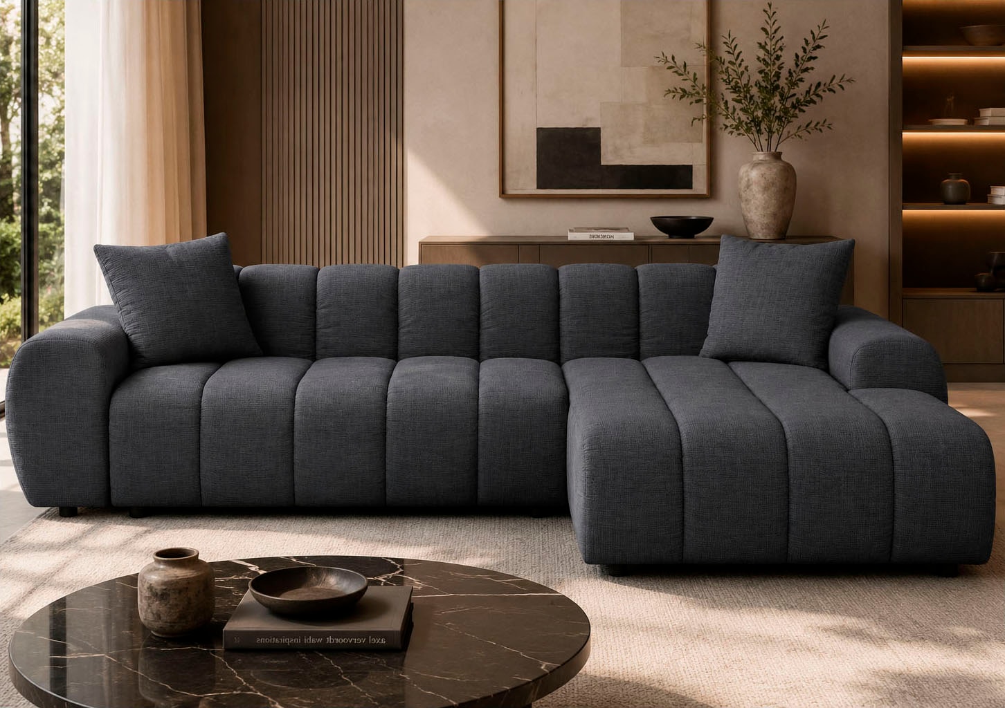 OTTO home Ecksofa »LAURRENT mit Schlaffunktion, Feinstruktur, L-Form, 246 cm« Liegefläche (123/191cm), Bettkasten, Taschenfederkern u. Topper
