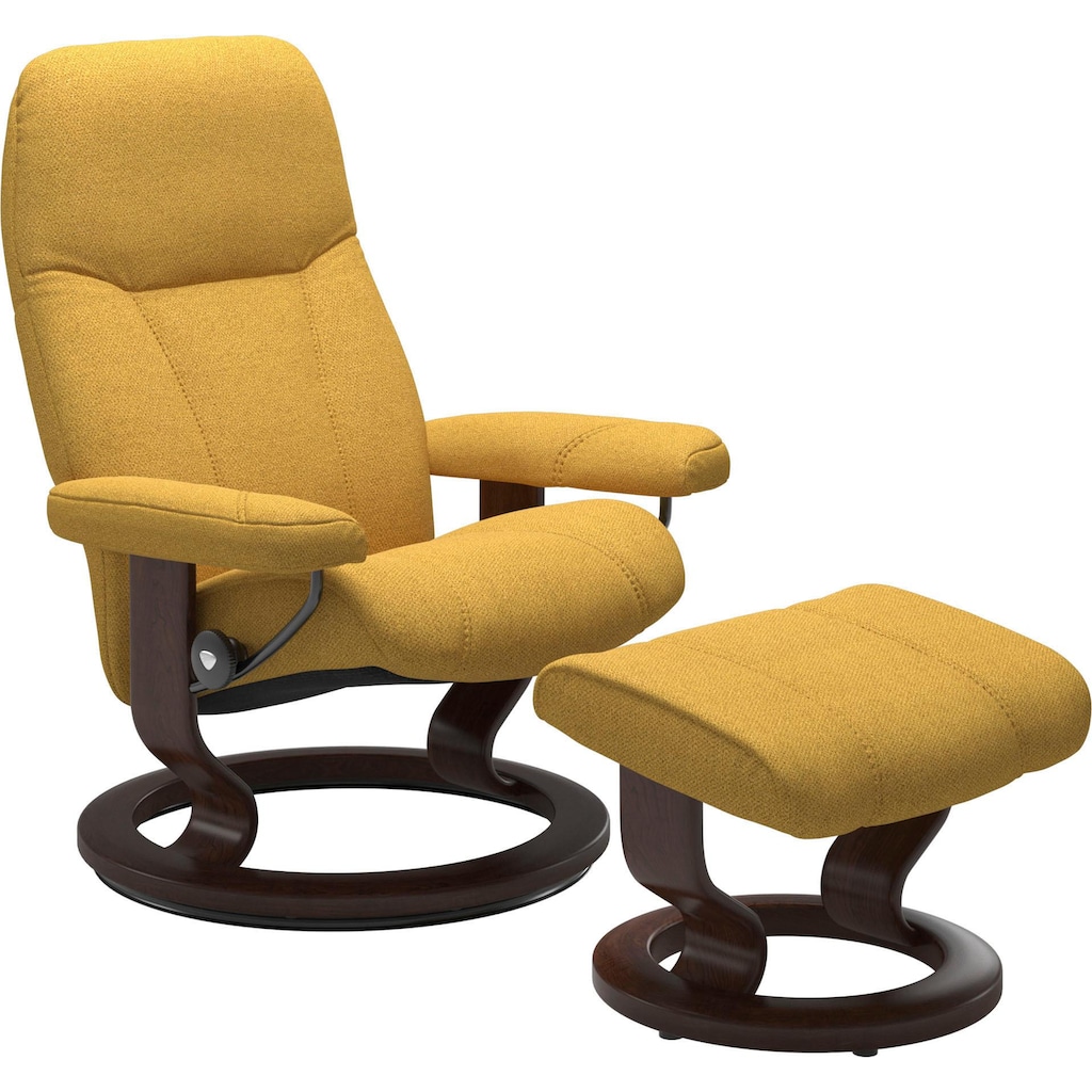 Stressless® Relaxsessel »Consul«, (Set, Relaxsessel mit Hocker), mit Hocker, mit Classic Base, Größe M, Gestell Braun