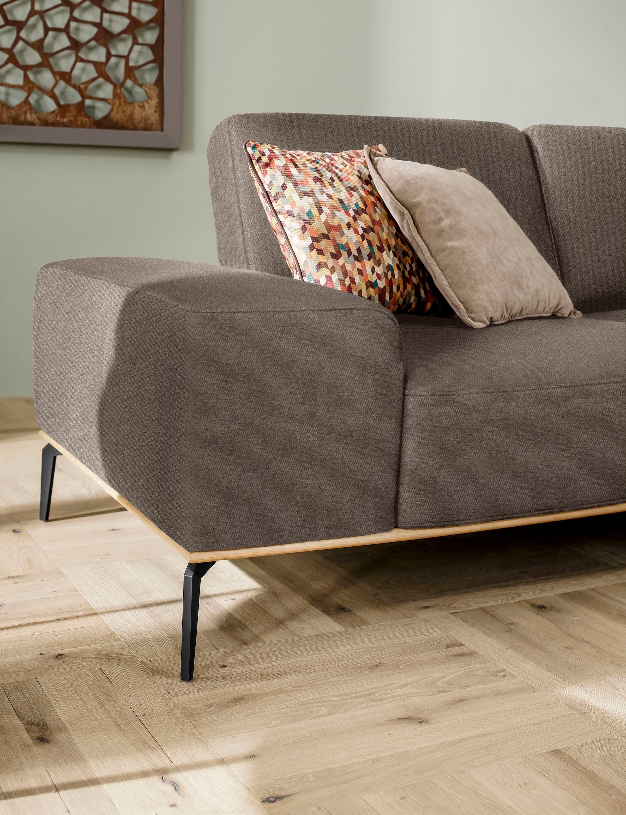 W.SCHILLIG Ecksofa »run, Designsofa mit tollem Sitzkomfort, bequem, L-Form«, mit Holzsockel, Füße in Schwarz pulverbeschichtet, Breite 299 cm