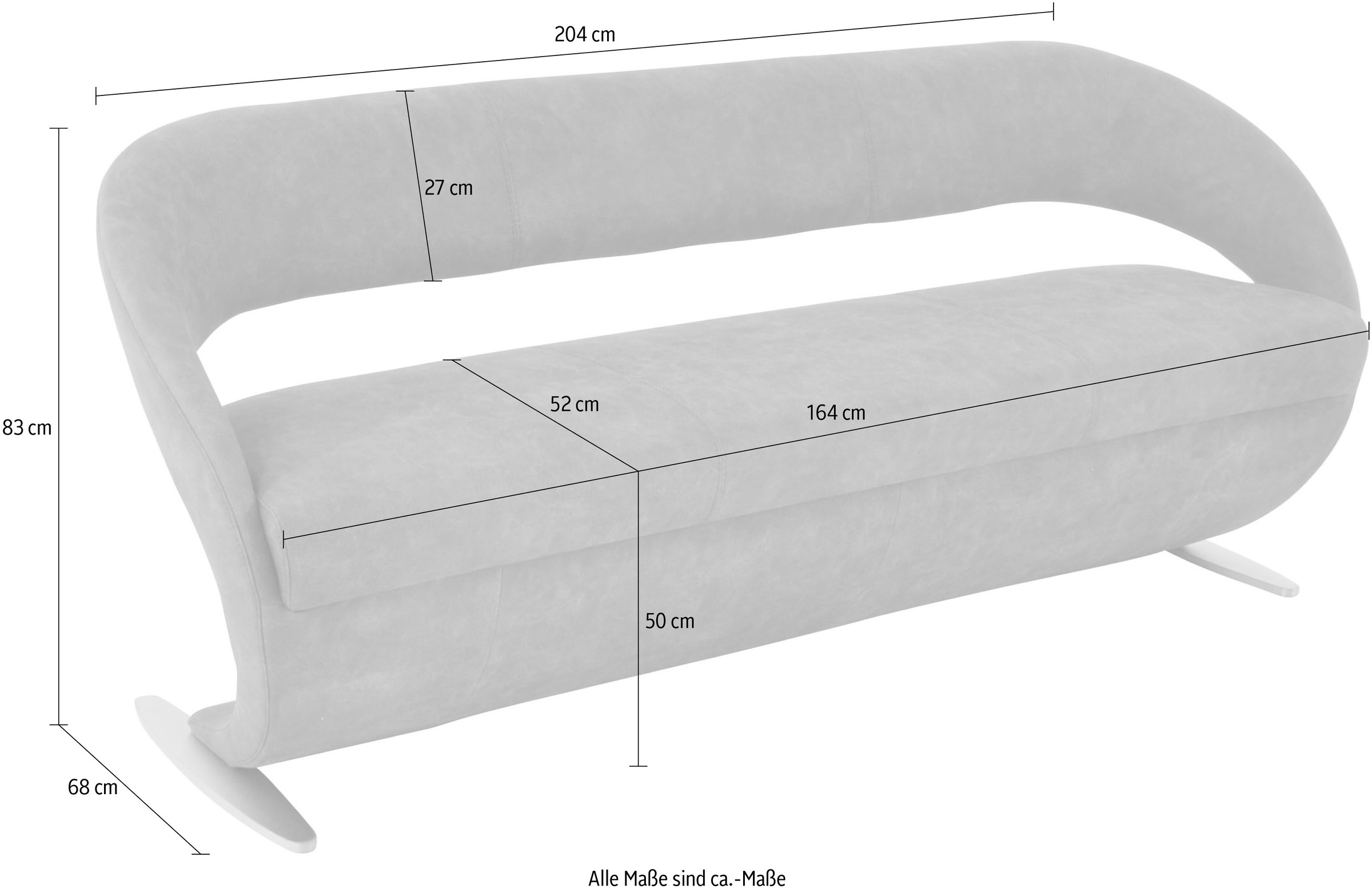 K+W Komfort & Wohnen Polsterbank »Wave« in geschwungener Optik mit Metallkufe