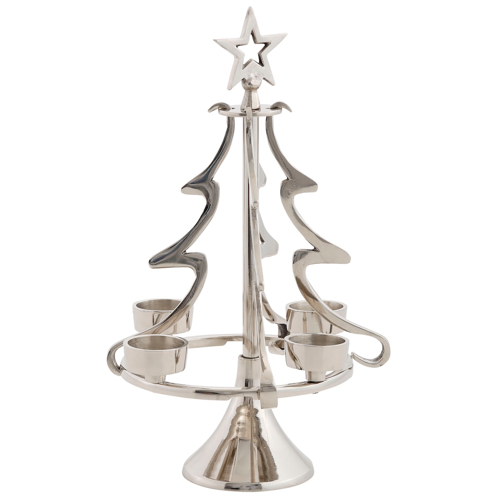 my home Adventsleuchter »Jason, Weihnachtsdeko«, (1 St.), Kerzenhalter im besonderen Design, Tannenbaum aus Aluminium