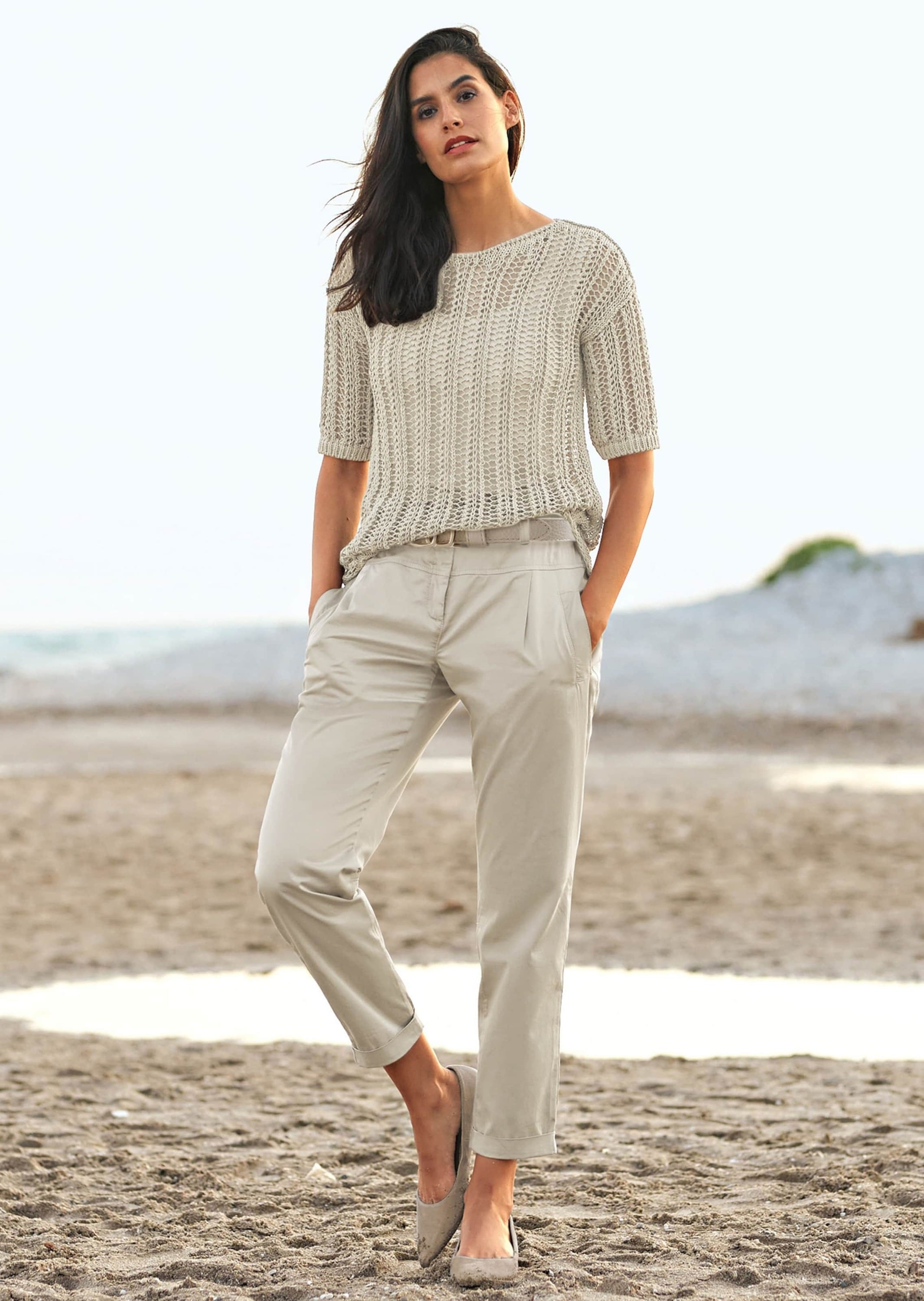 MADELEINE Longpullover »Pullover Ajourpullover aus edlem italienischem Bändchengarn«