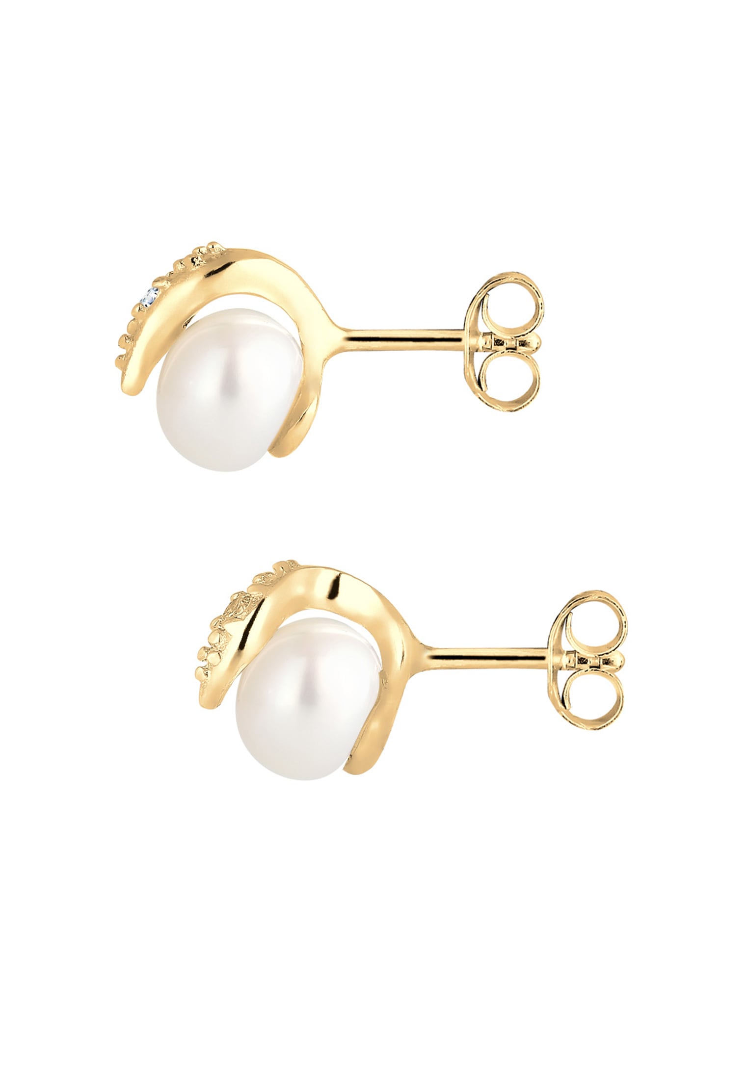 Elli DIAMONDS Paar Ohrstecker »Ohrringe Diamant (0,015ct.) Süßwasserperle 585 Gelbgold«