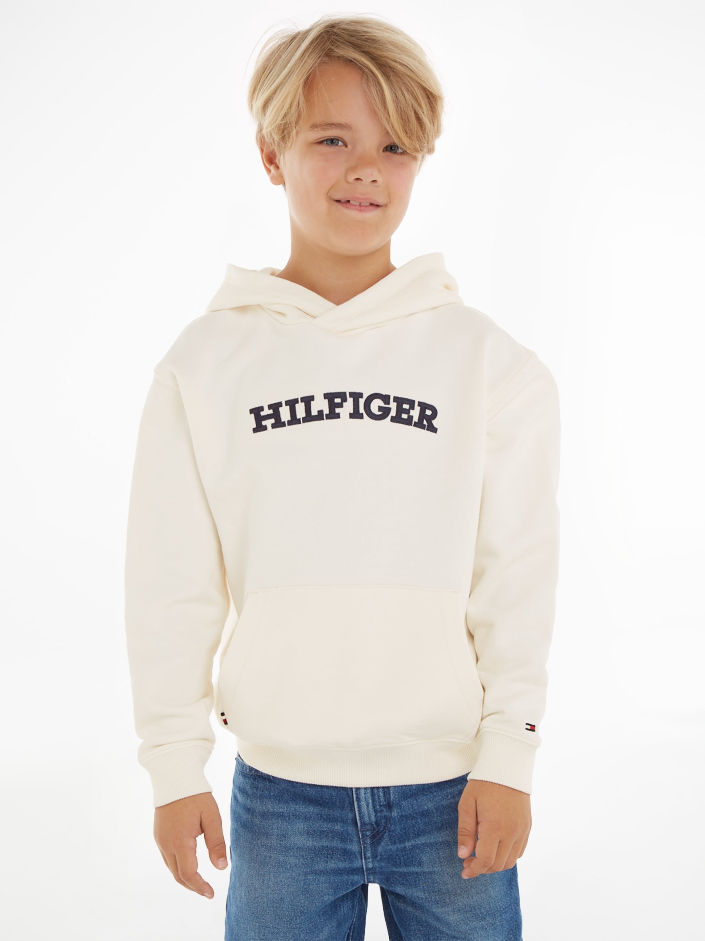 Tommy Hilfiger HOODIE«, Hilfiger ♕ Logo-Schriftzug ARCHED bei mit Kapuzensweatshirt »HILFIGER