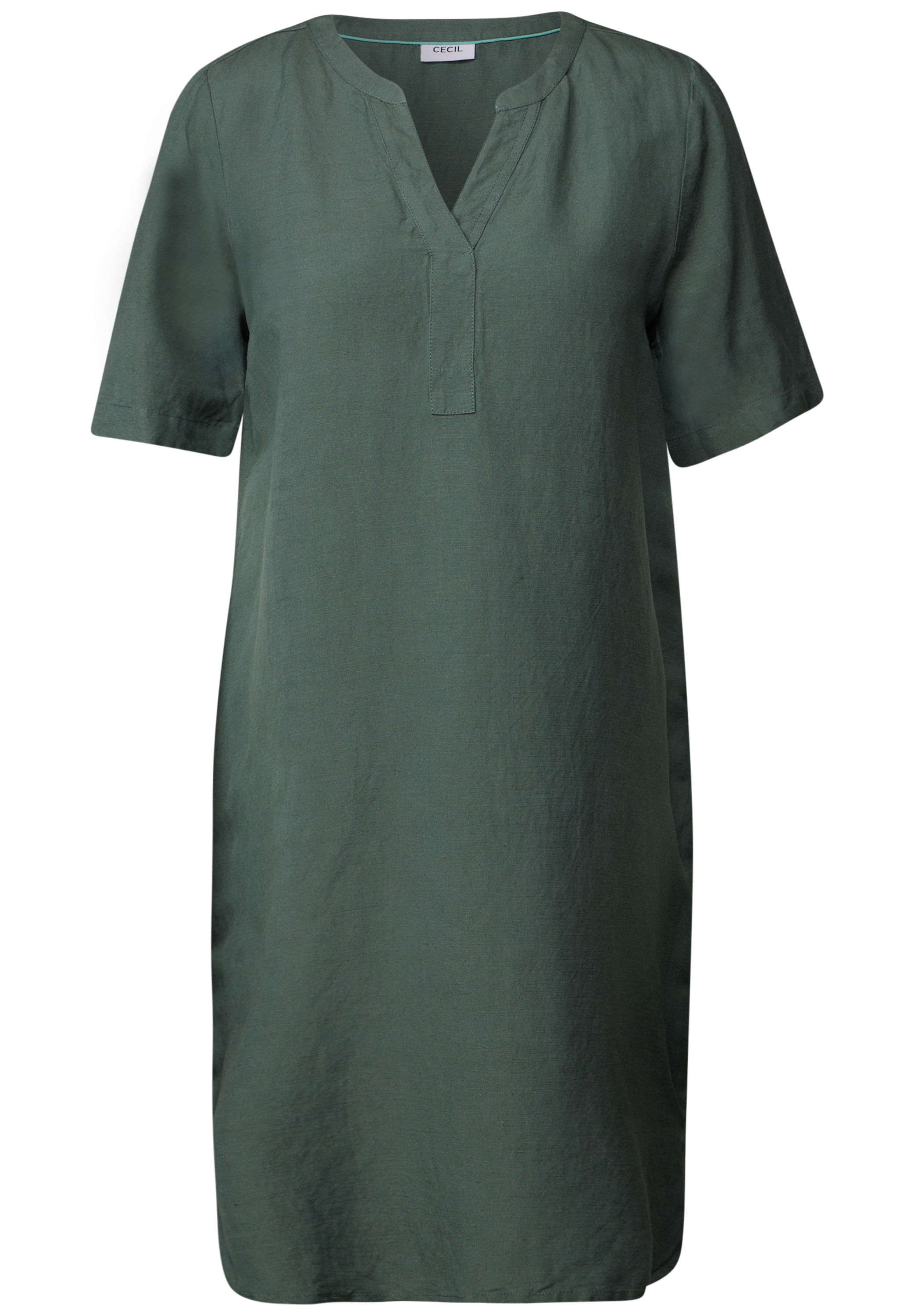 Cecil Sommerkleid, Splitneck, mit Leinen