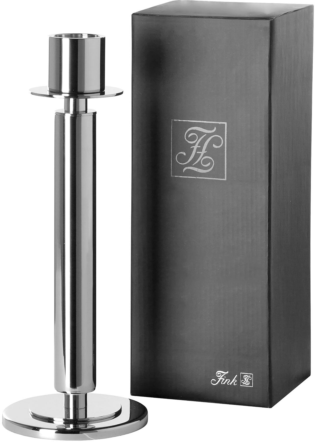 Fink Kerzenleuchter »TALIS, Stabkerzenhalter aus Aluminium«, (1 St.), vernickelt, im schwarzen Geschenkkarton