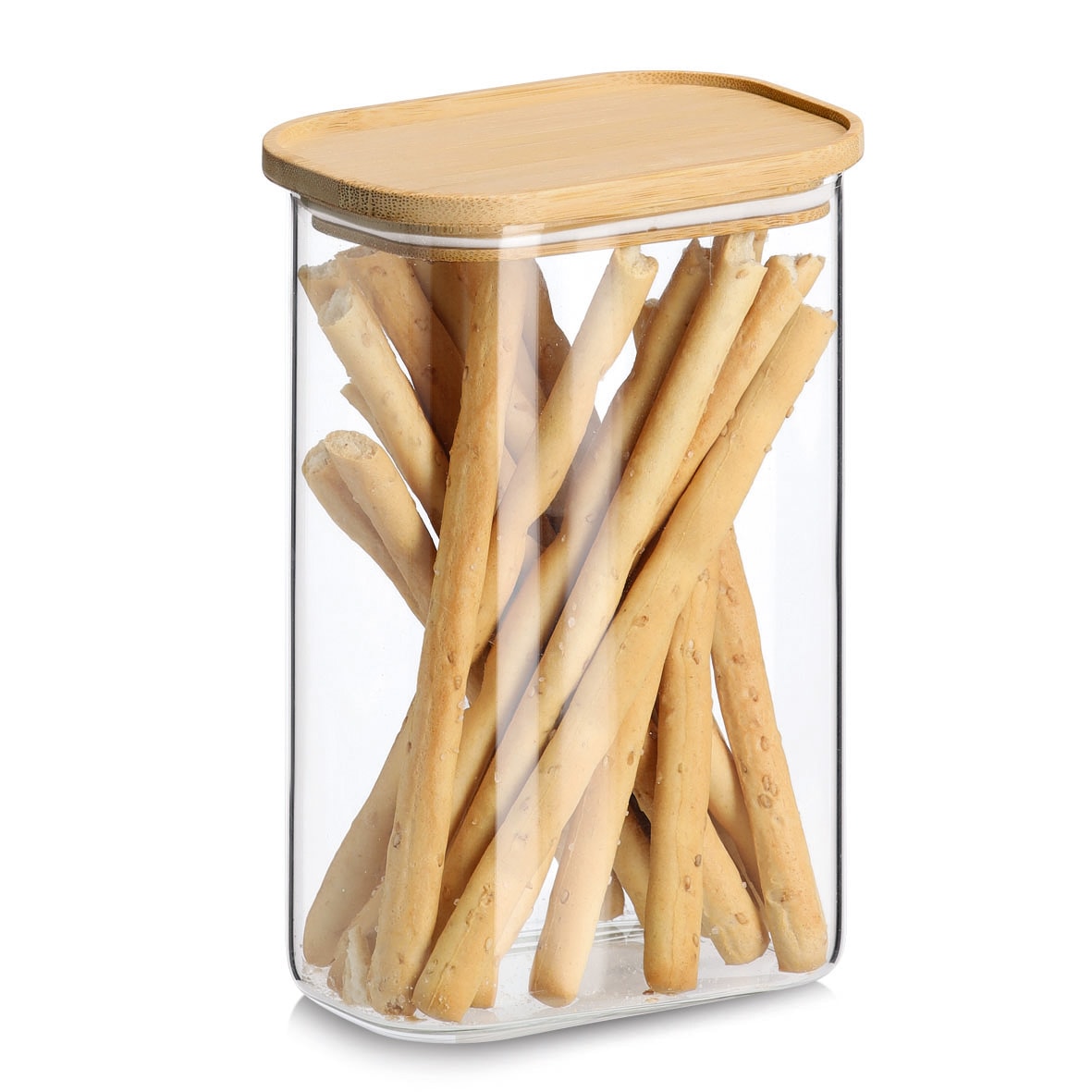 Zeller Present Vorratsglas »Vorratsglas-Set mit Bambusdeckel, 3tlg.« 12,8x9x10 (600 ml), 12,8x9x14,2 (1.000 ml), 12,8x9x18,8 (1.300 ml) cm