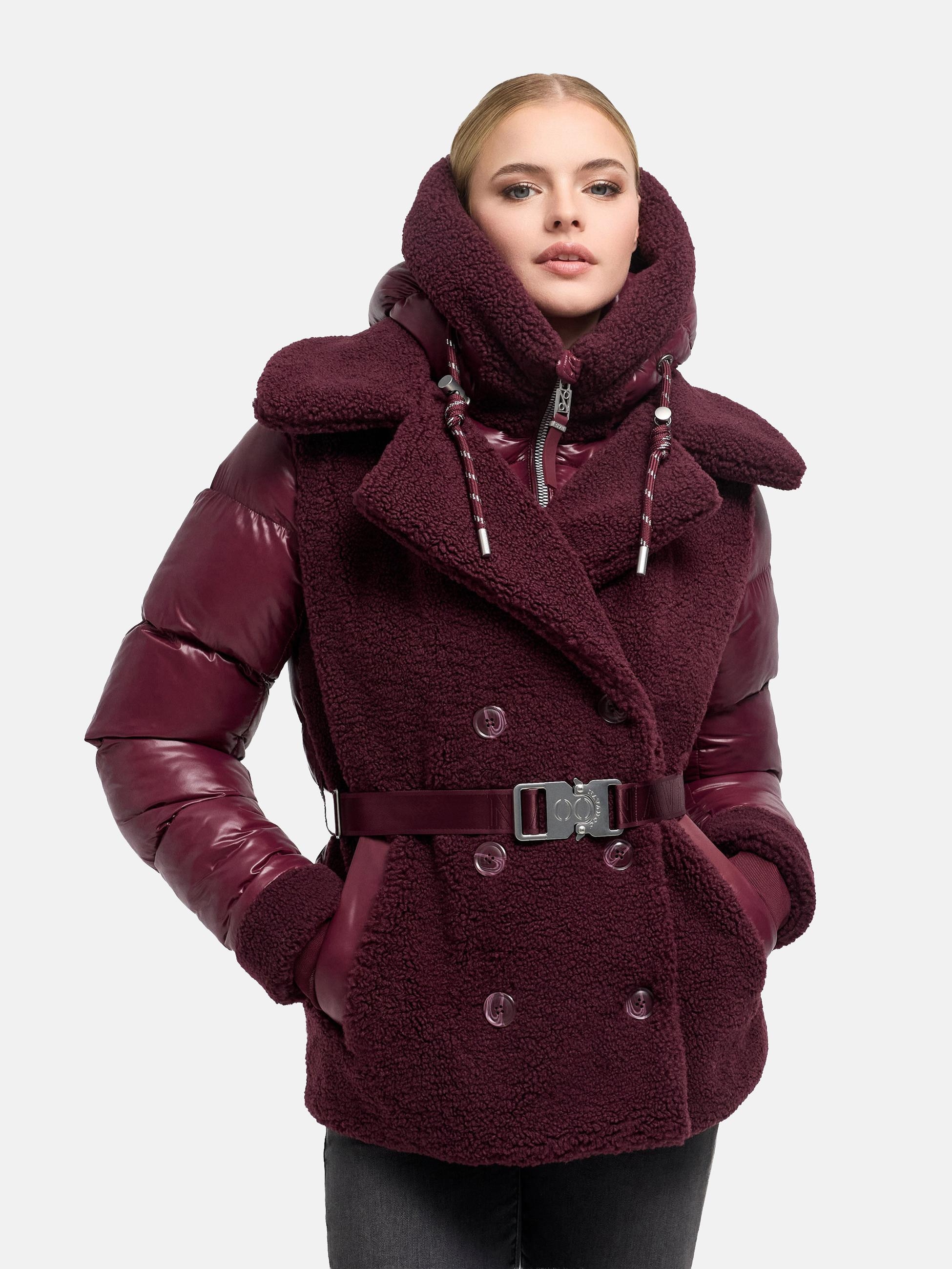 Navahoo Winterjacke »Winterjacke Kuschelhäschen 14« mit Kapuze Warme Jacke im Teddy-Stepp-Materialmix mit Kapuze