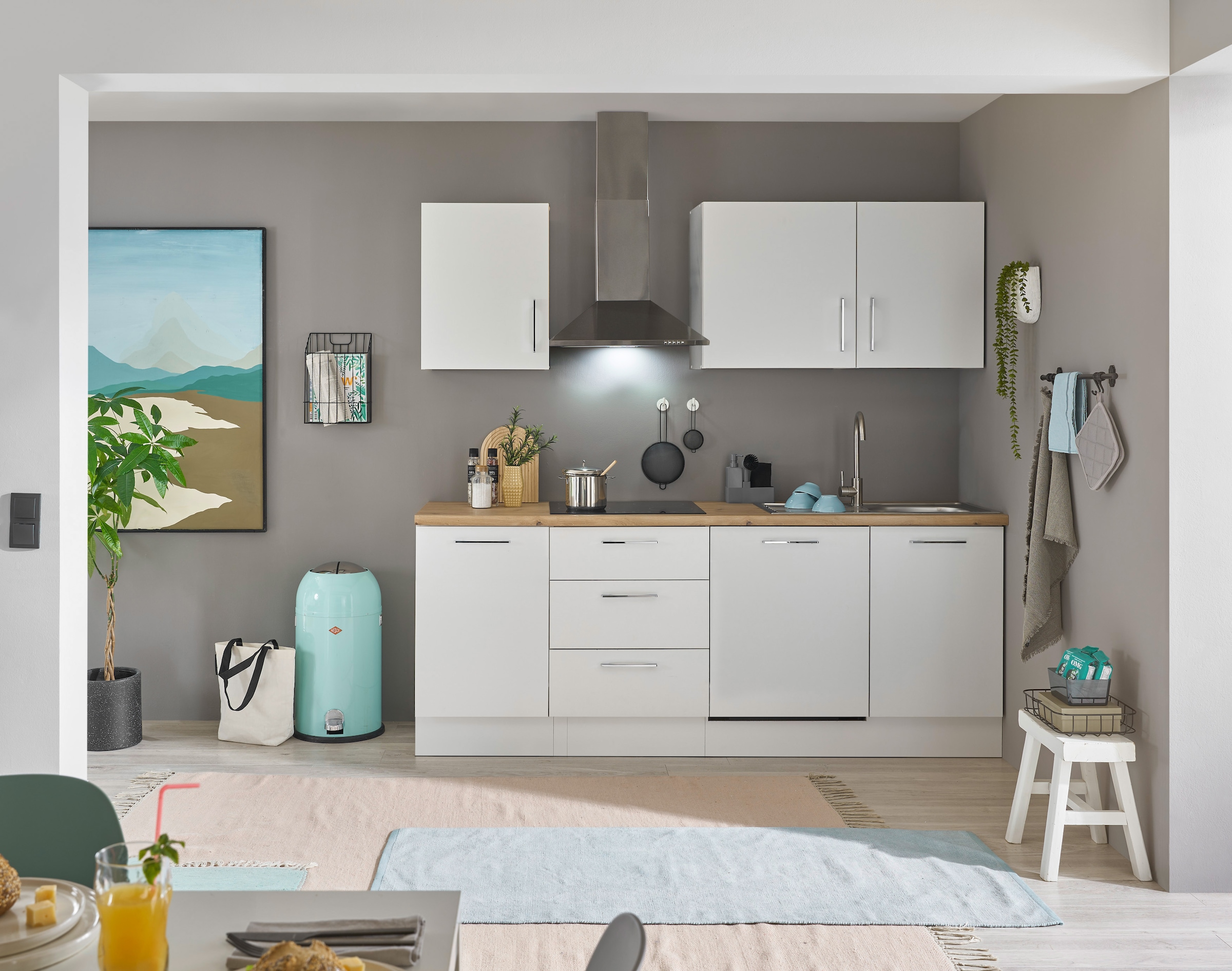 BASIC by Balculina Küchenzeile »Turin«, Breite 220 cm, ohne E-Geräte, mit Soft-Close-Funktion