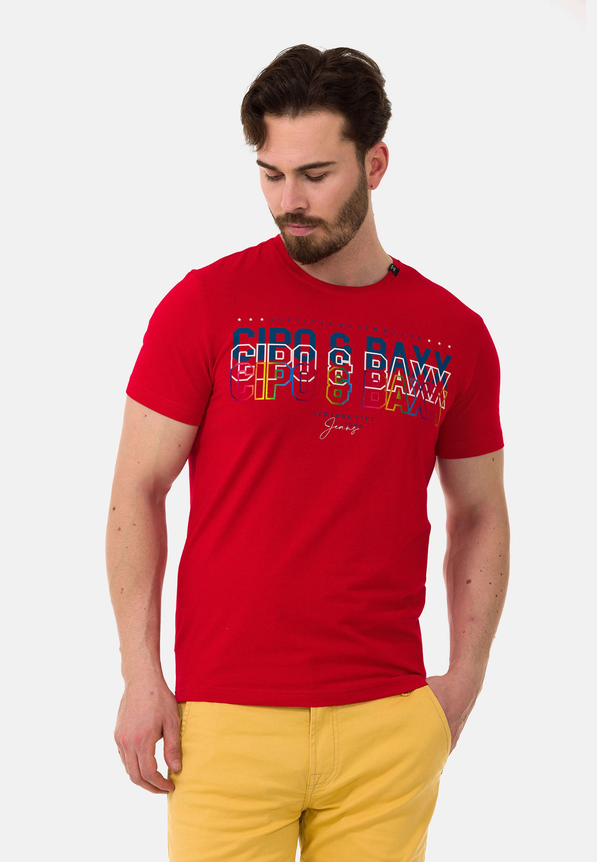 Cipo & Baxx T-Shirt »CT717« gerade geschnitten