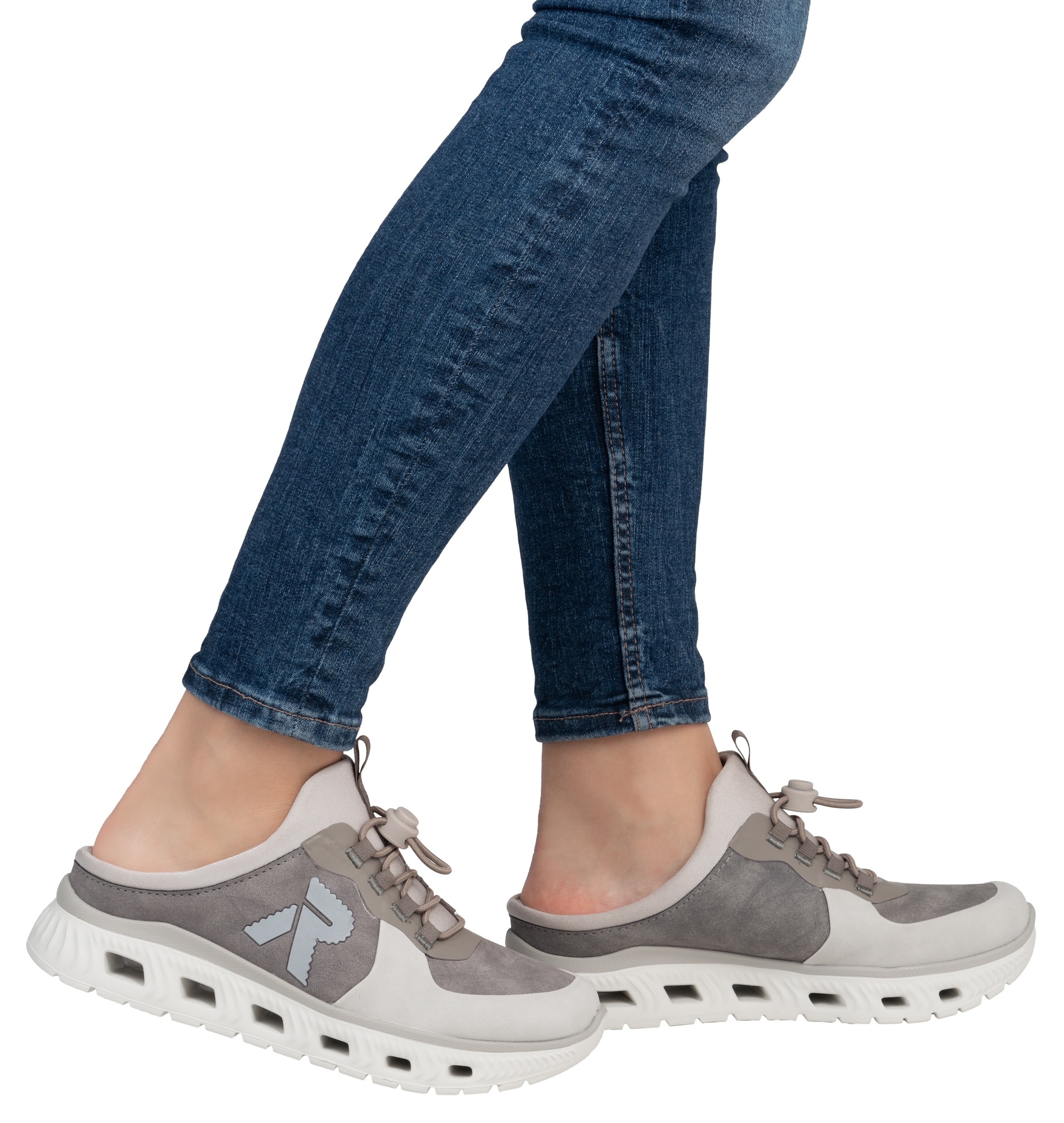 RIEKER Sport Clog, Schlupfschuh, Sabot, Sneaker mit aufgesetztem Schnellverschluss