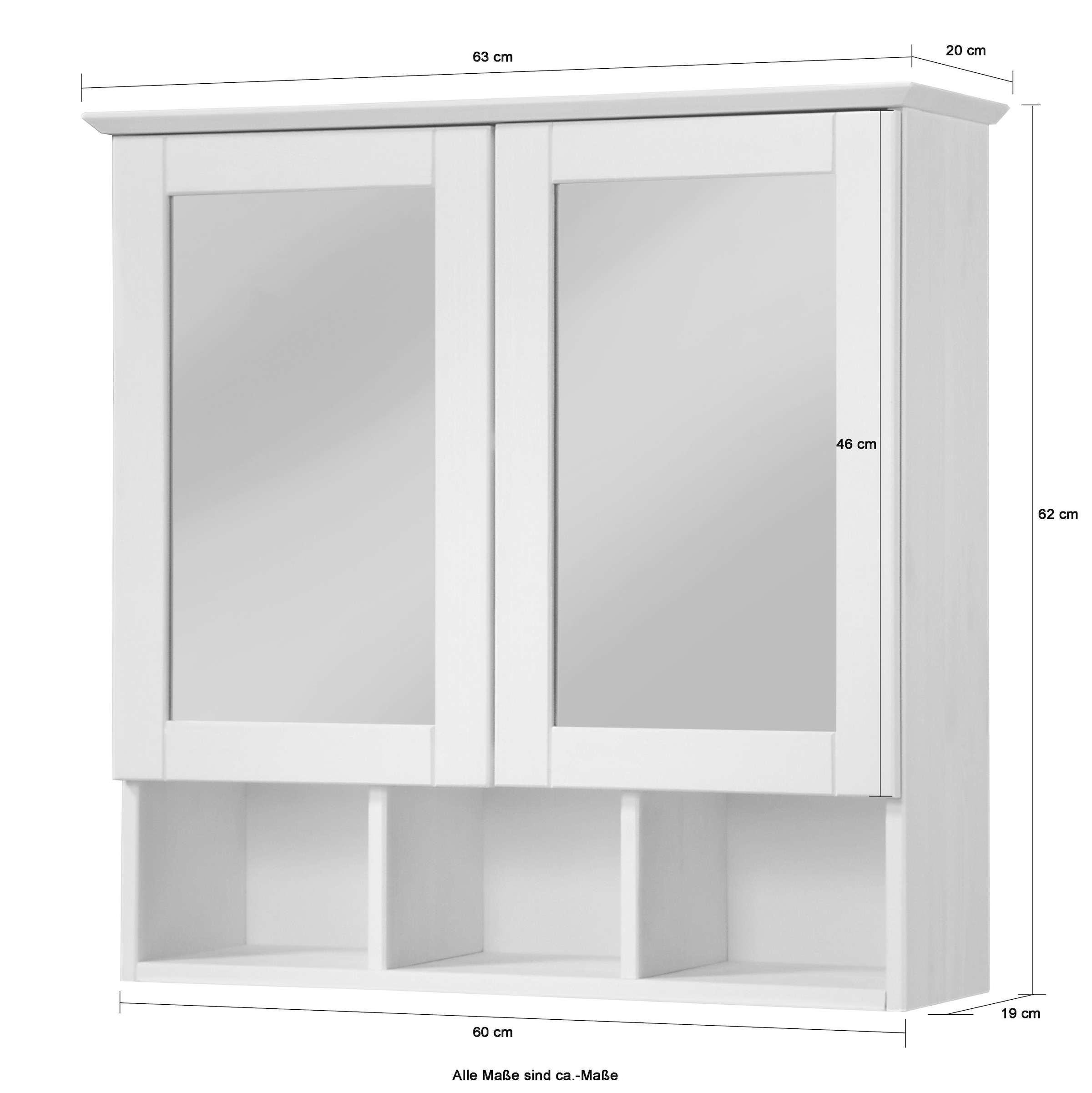 welltime Spiegelschrank »Landhaus Sylt«, mit cm, Garantie online Massivholz 62,5 3 aus Breite | Jahren XXL kaufen