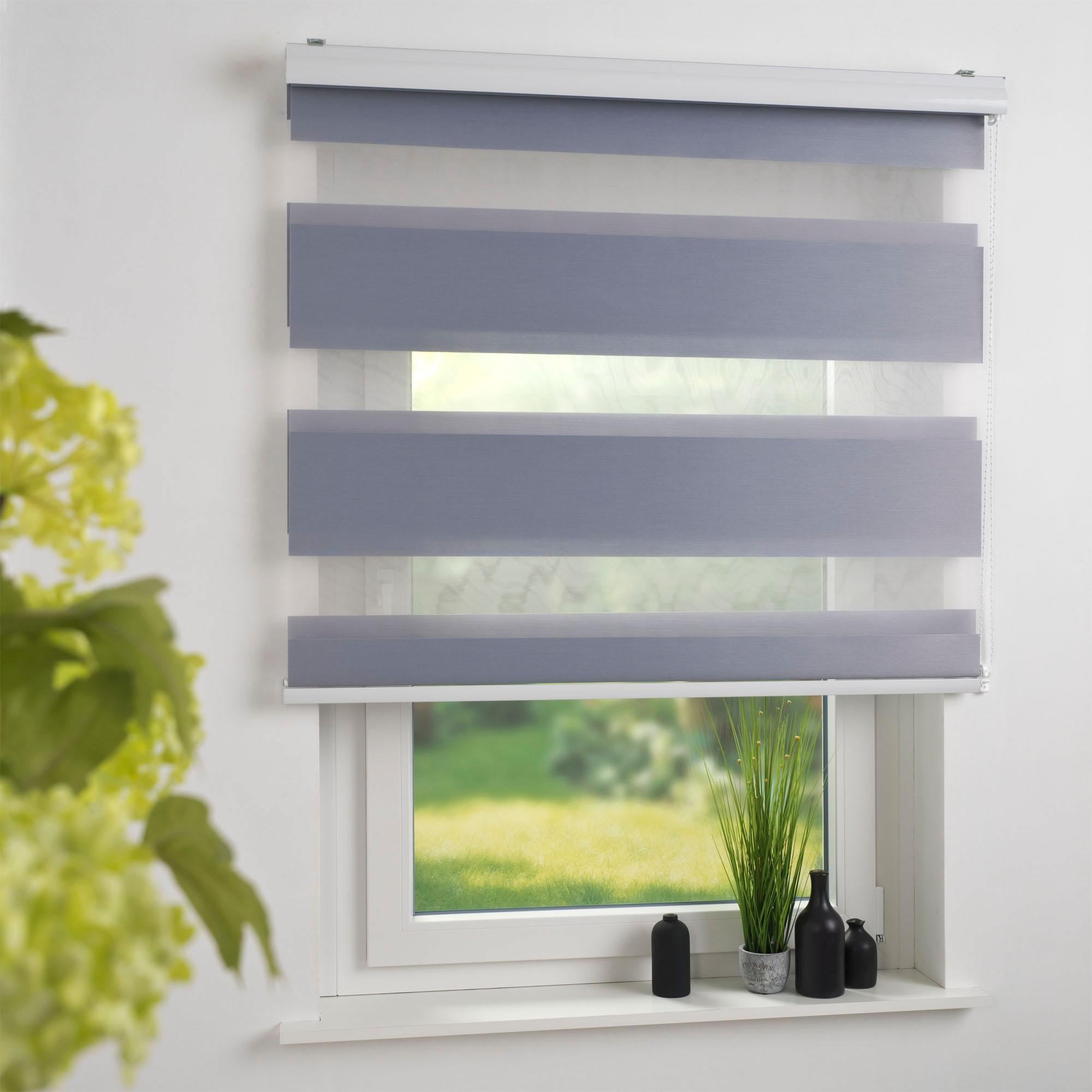 Liedeco Doppelrollo »DUO-Rollo mit 20 cm Streifen«, Lichtschutz, mit Bohren, im Fixmaß