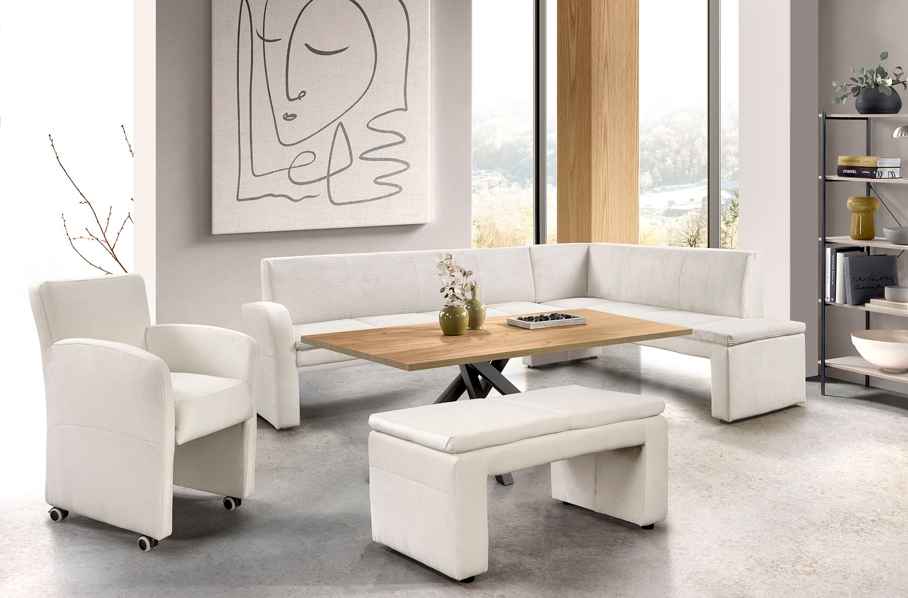 exxpo - sofa fashion Eckbank »Cortado, elegant und modern mit hohem Sitzkomfort« hohe Bodenfreiheit, schöne Detailverarbeitung, wahlweise Lederbezug