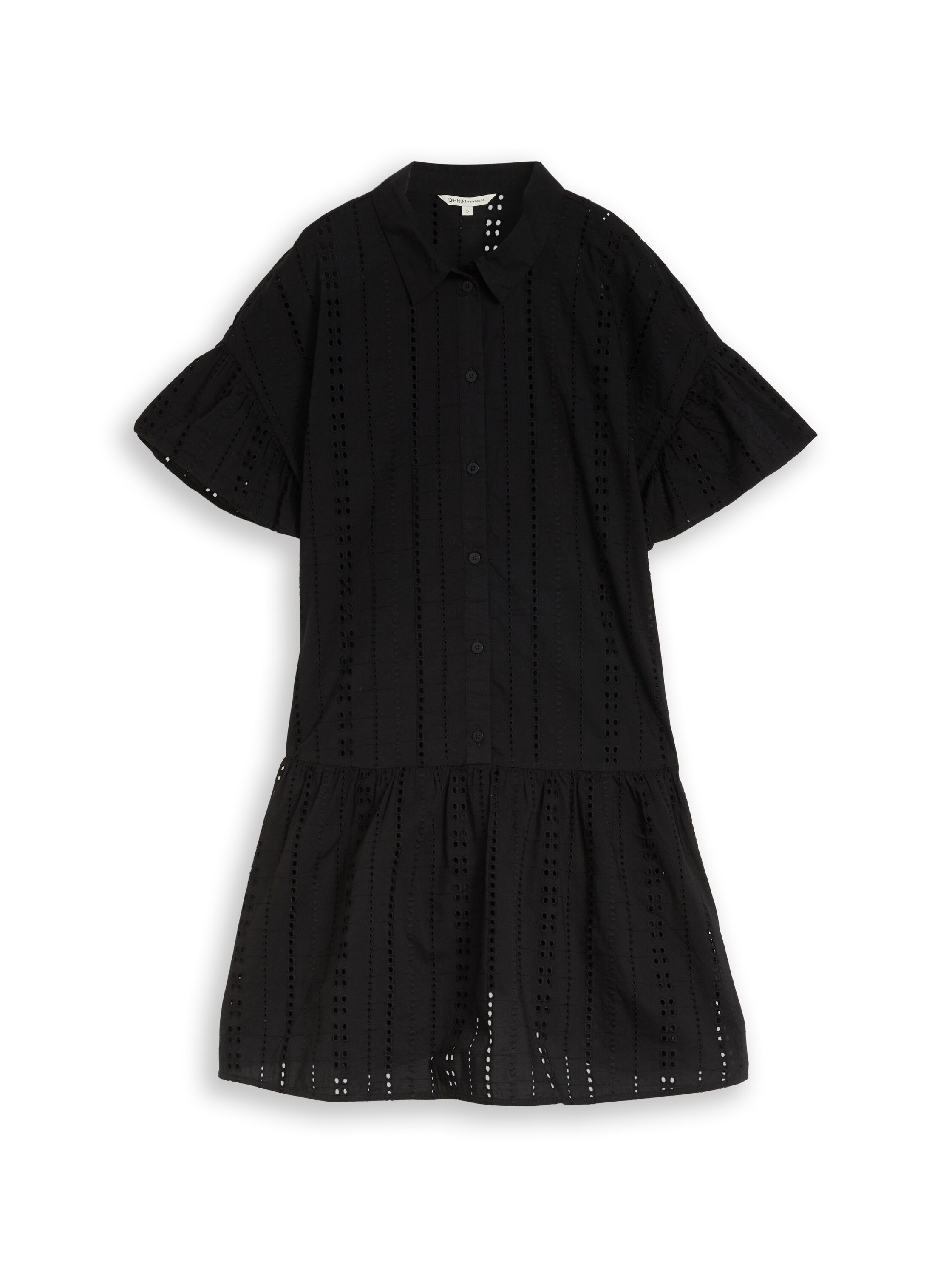TOM TAILOR Denim Hemdblusenkleid Ohne Taschen Sommerkleid mit Häkel-Details