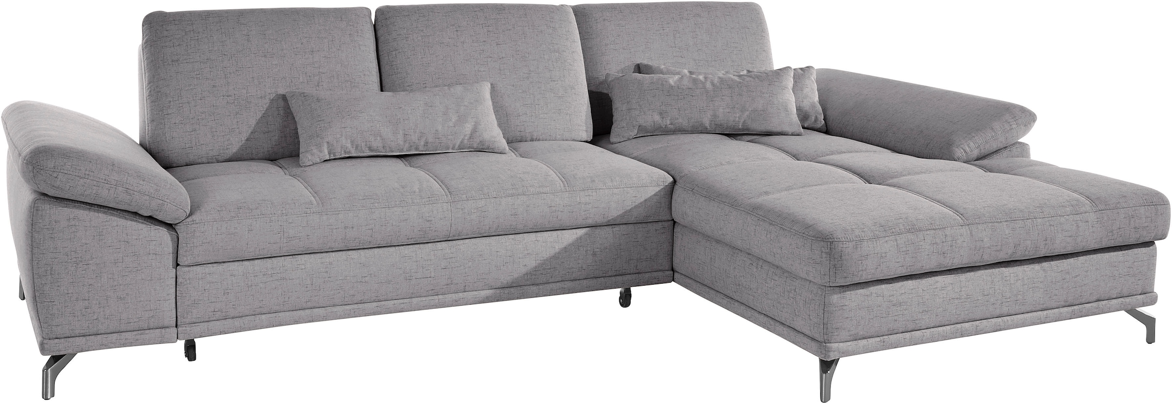 PLACES OF STYLE Ecksofa »Costello L-Form, B: 301 cm mit Sitztiefen-, Armteilverstellung &« 3 Nierenkissen, optional Bettfunktion & Bettkasten