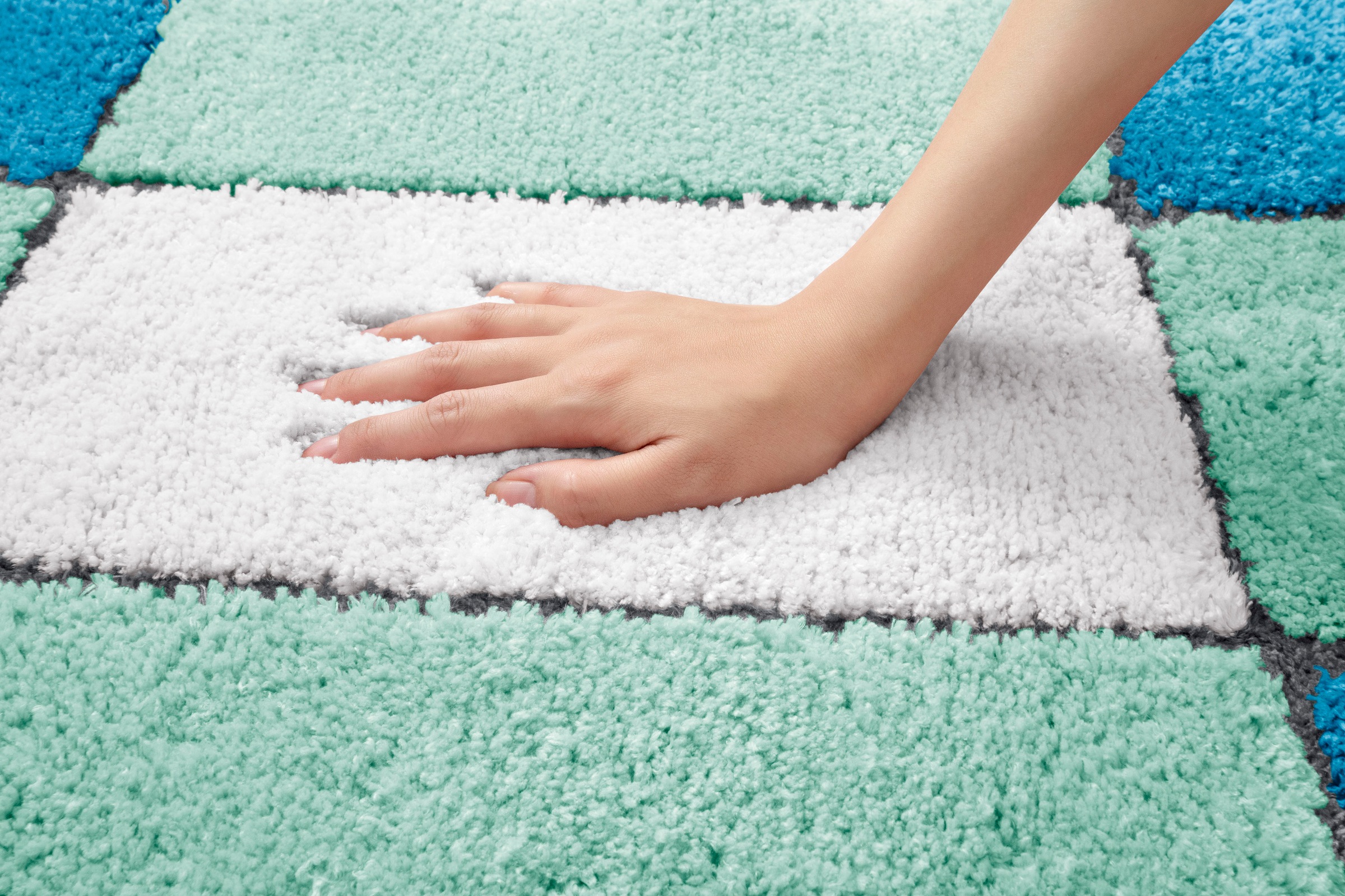 my home Badematte »Pia«, rutschhemmend beschichtet, strapazierfähig-fußbodenheizungsgeeignet-schnell trocknend, Badteppich, karierte Badematten, rechteckig, rund & als 3-tlg. Set