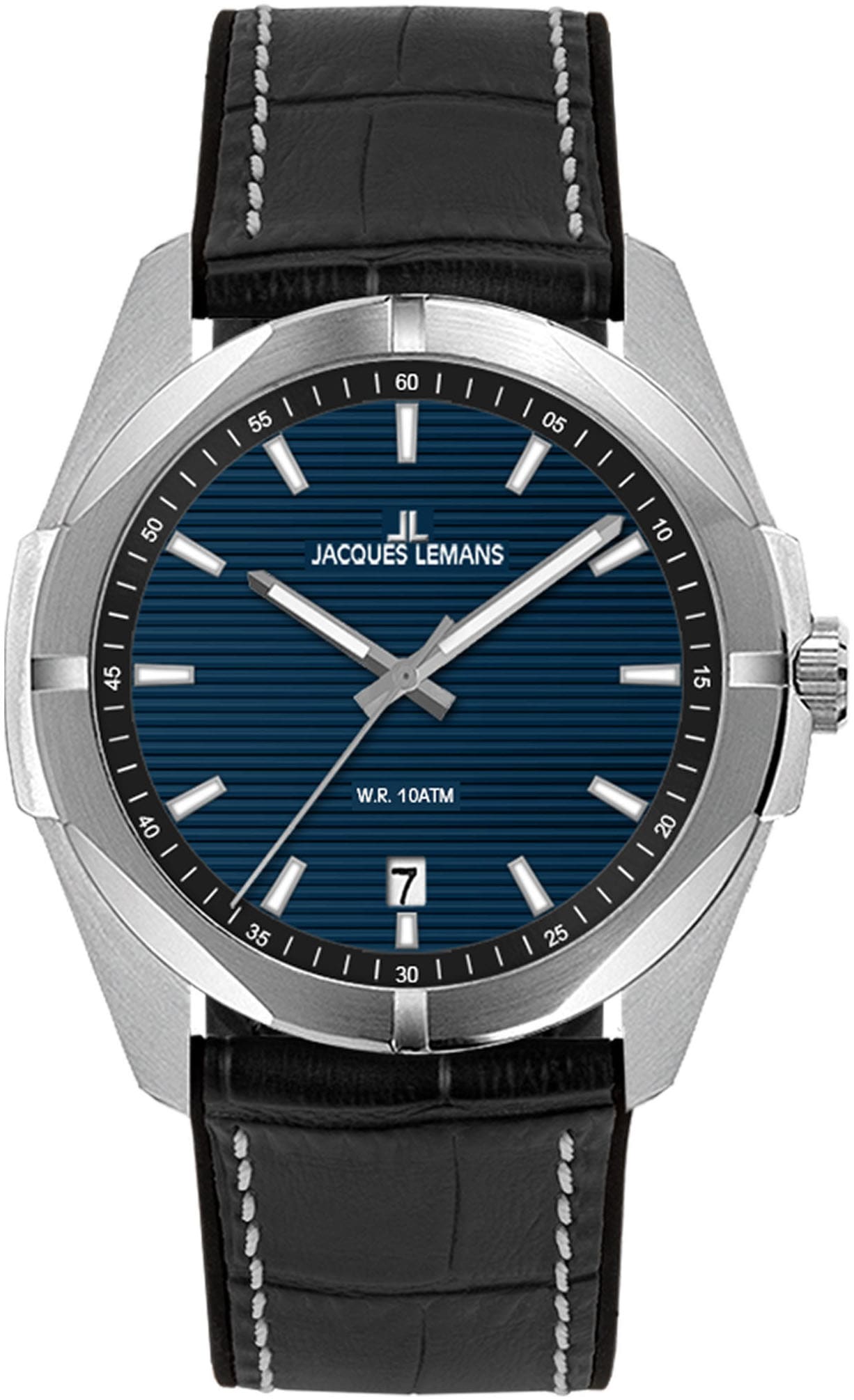 Jacques Lemans Quarzuhr »Monte Carlo« Armbanduhr, Herrenuhr, Damenuhr, Datum, Leuchtzeiger, Lederarmband