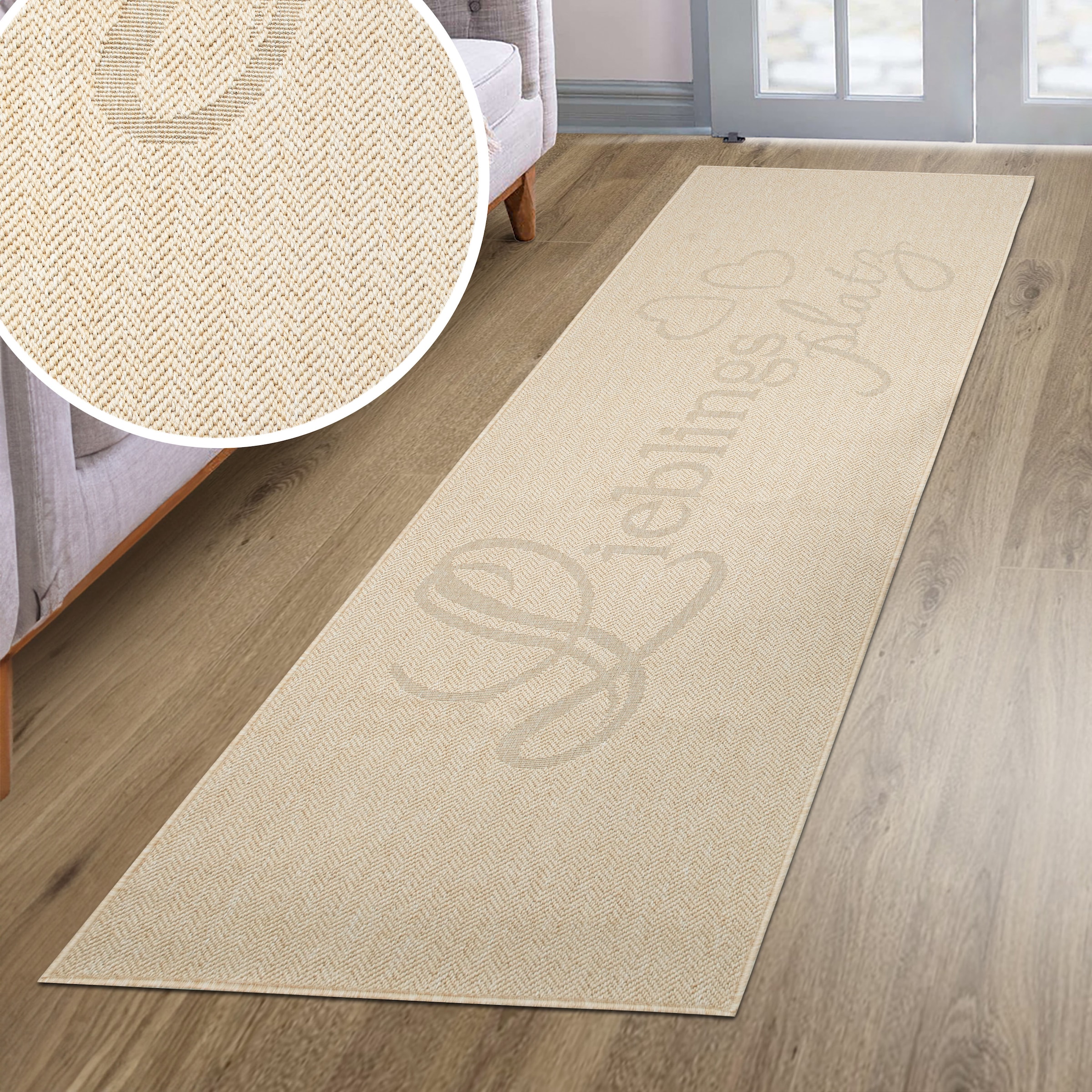 OTTO home Läufer »Lieblingsplatz, mit Schriftzug, In- und Outdoor geeignet« rechteckig 5 mm Höhe Wetterfest, UV-beständig, Küchenläufer, Camping, Balkon