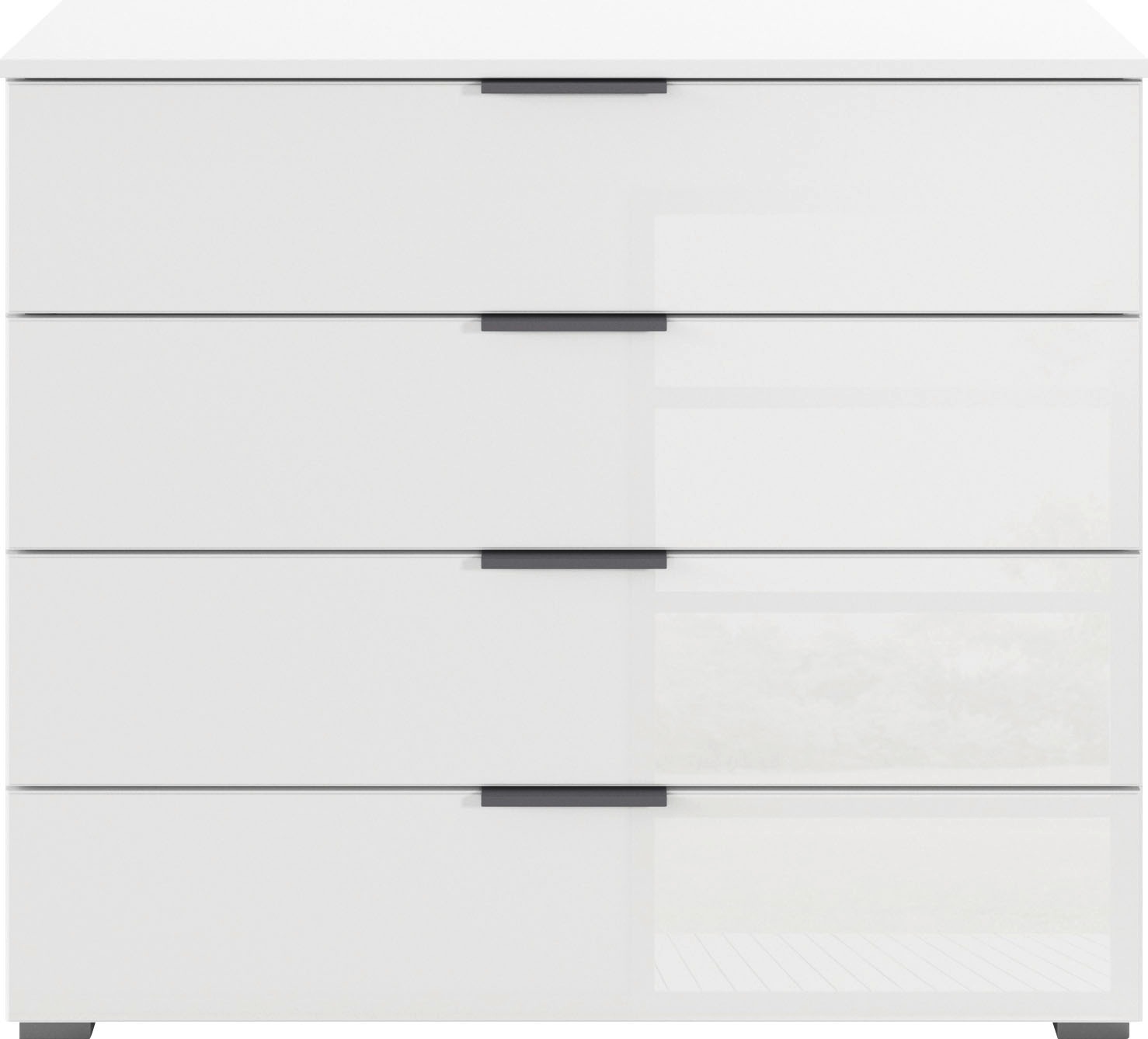 rauch Schubkastenkommode »Sideboard Schubladenkommode Schubladenkommode AGORDO mit Glasfront«, (in zwei Griff-Farben), Breite 93 cm mit 4 großen Schubladen für viel Stauraum MADE IN GERMANY