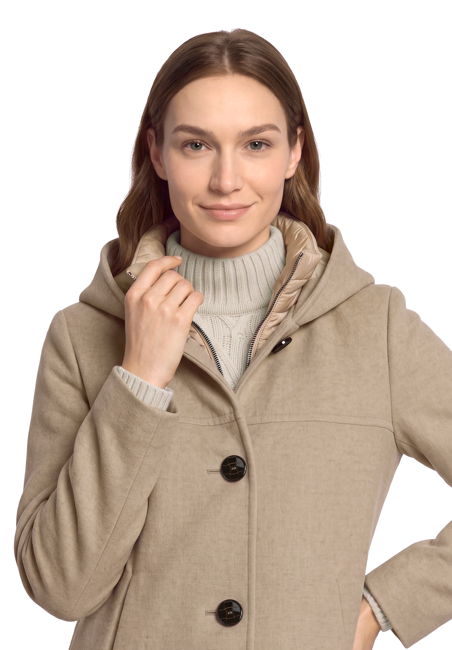 Gil Bret Wolljacke mit Kapuze 2 in 1 Optik mit Kapuze